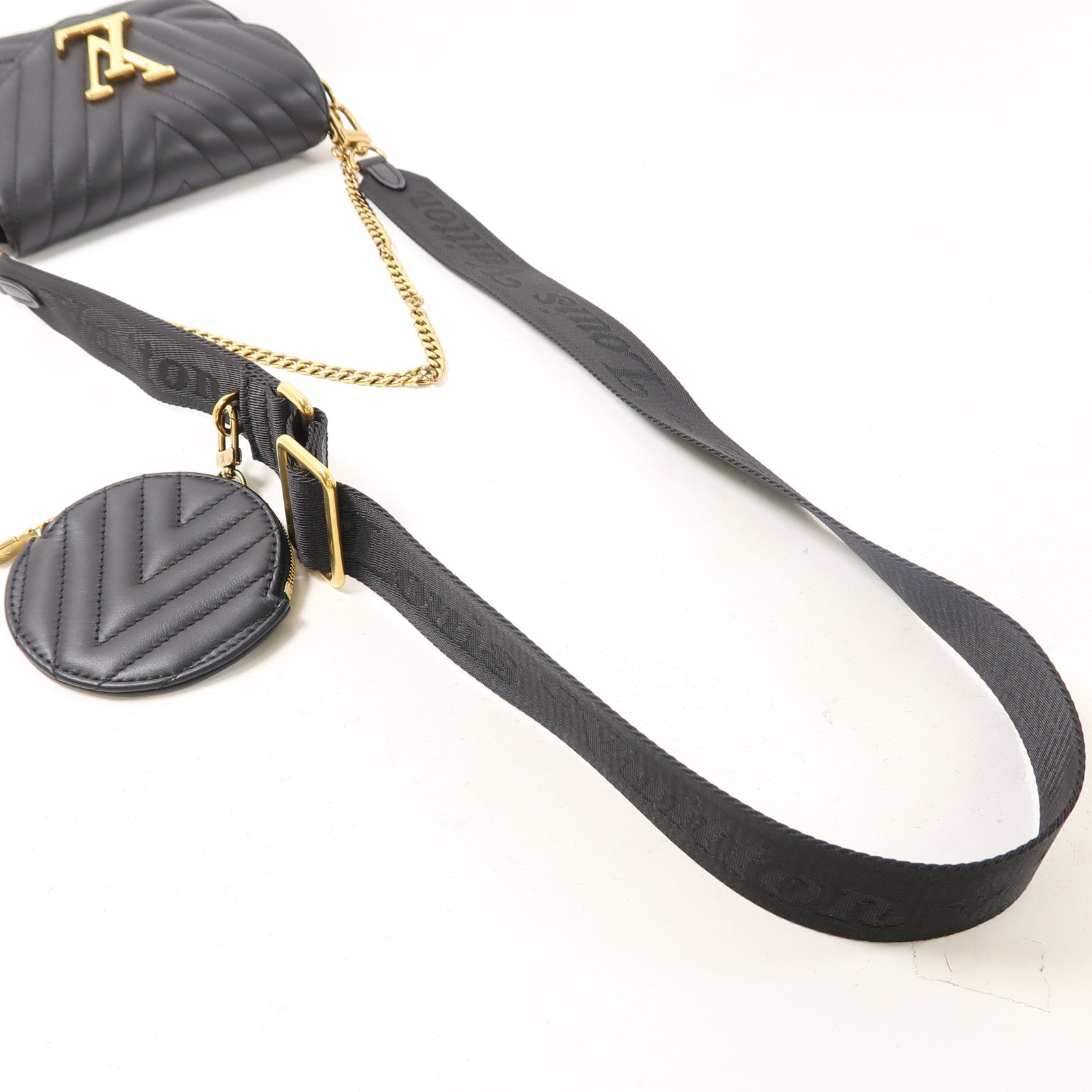 LOUIS VUITTON 牛皮皮革New Wave金扣手挽肩背兩用袋黑色
