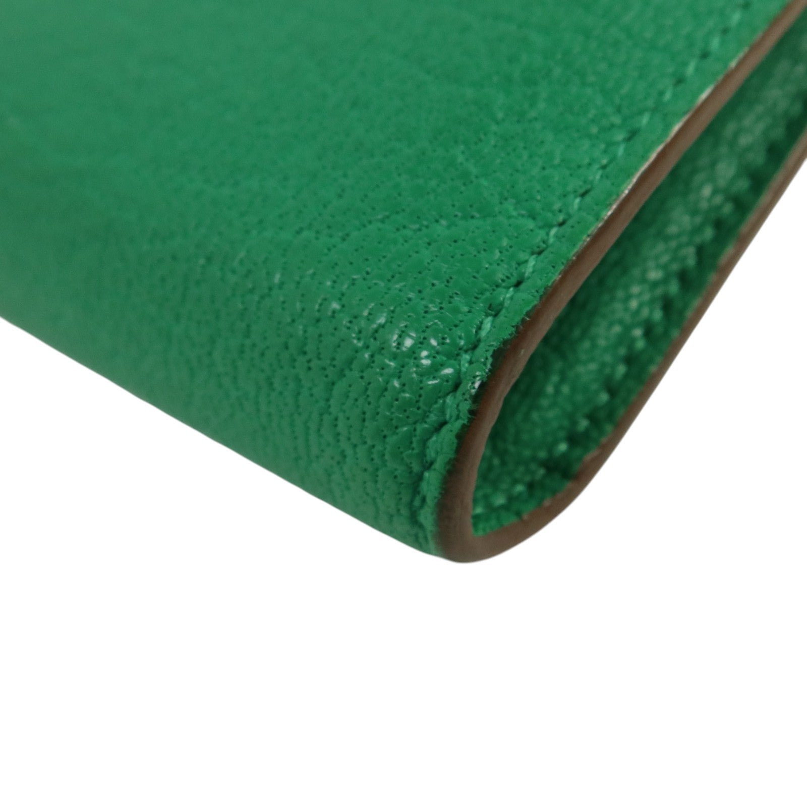 HERMES Chevre皮革Kelly wallet銀扣長錢包Menthe