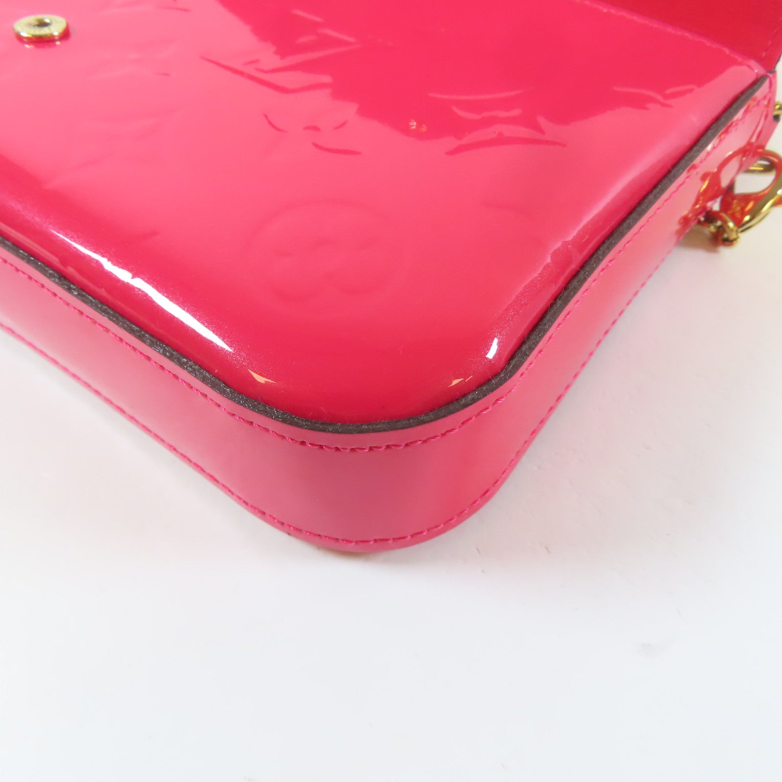 LOUIS VUITTON 【激減優惠】Vernis Felicie Pochette金扣鏈帶肩背袋粉紅色