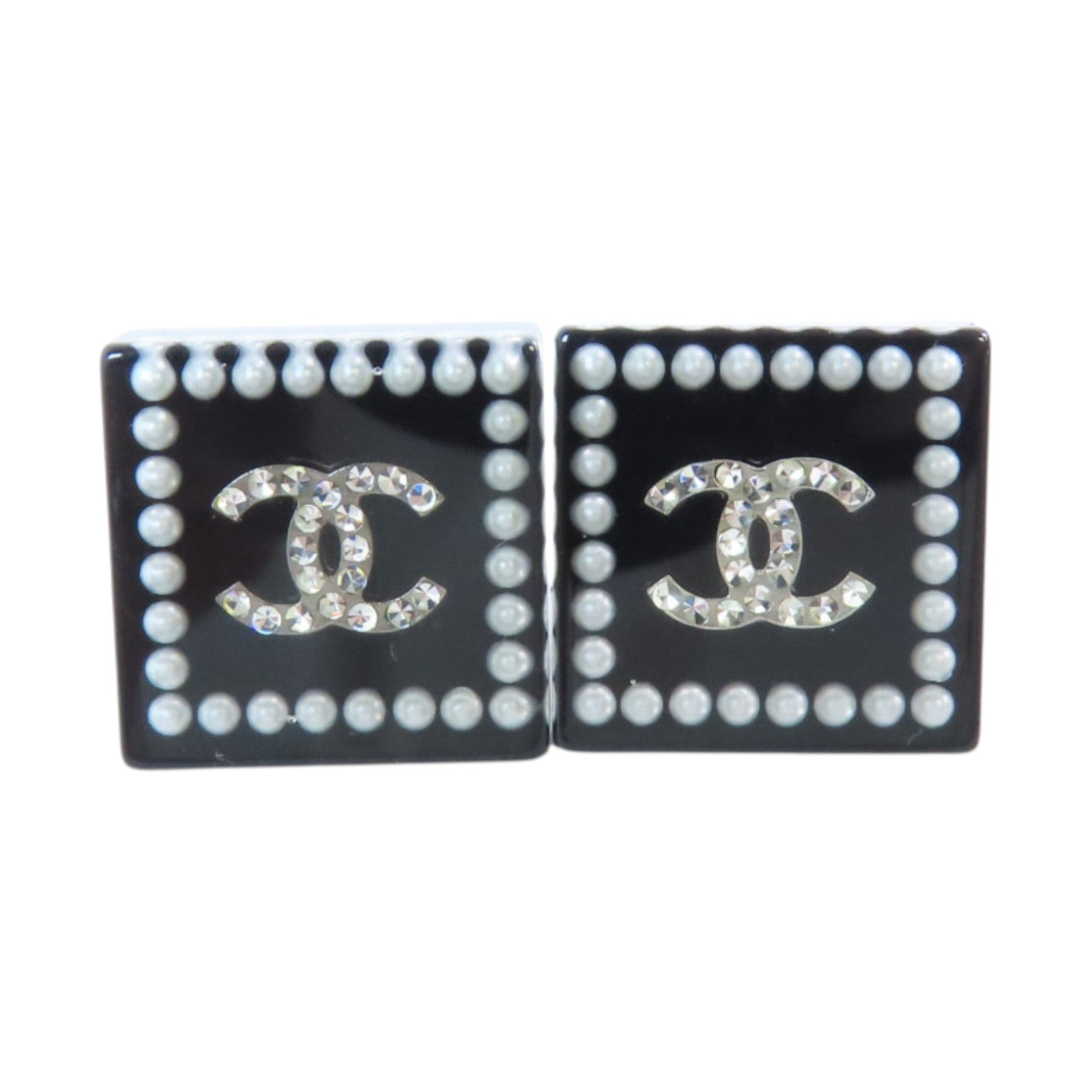 CHANEL 金屬/仿珍珠/水鑽Earrings銀扣耳環