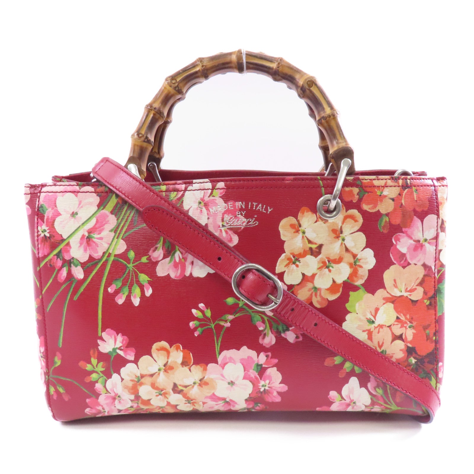 GUCCI 牛皮皮革2 Way Shoulder銀扣手挽肩背兩用袋紅色