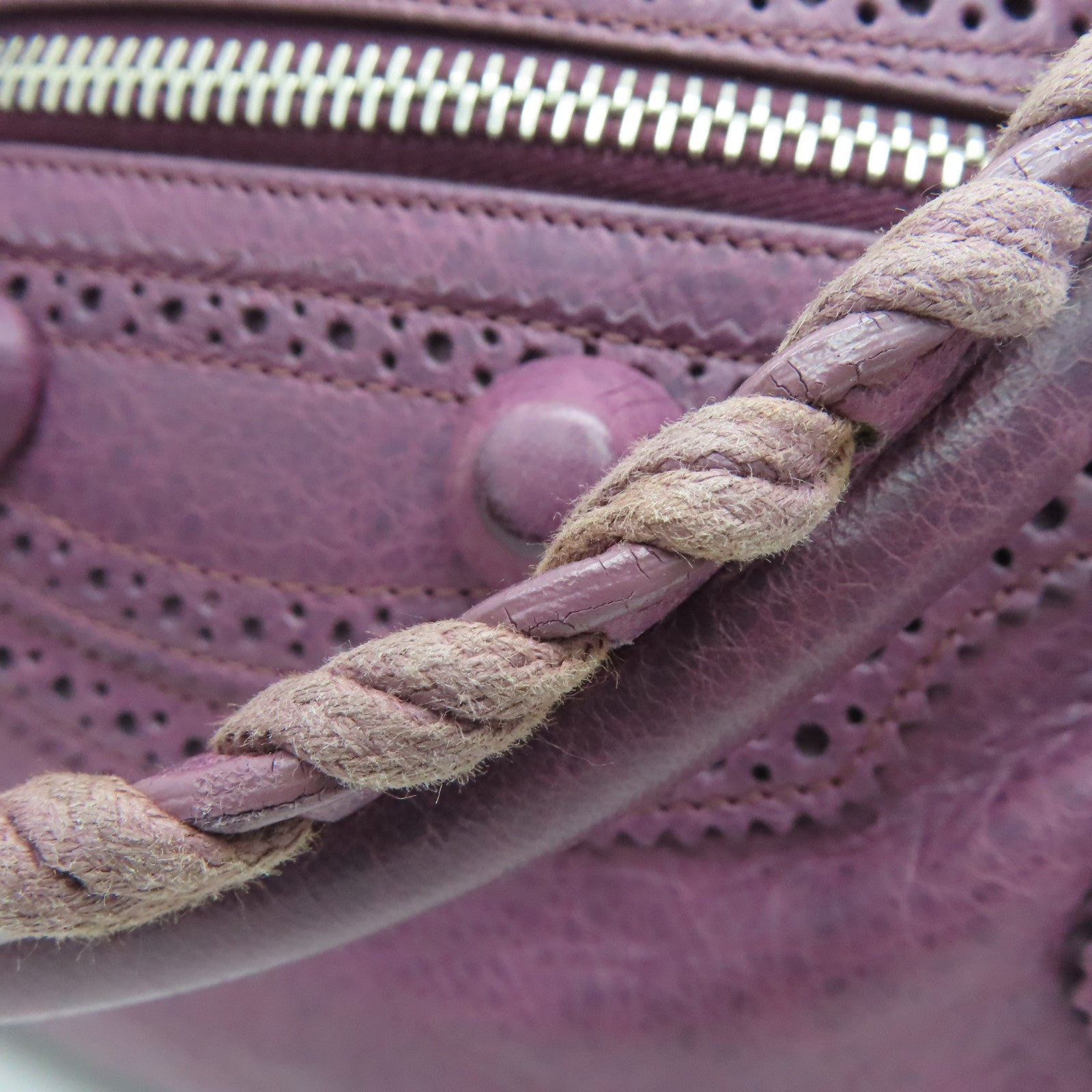 BALENCIAGA 牛皮皮革City银扣手挽肩背两用袋紫色