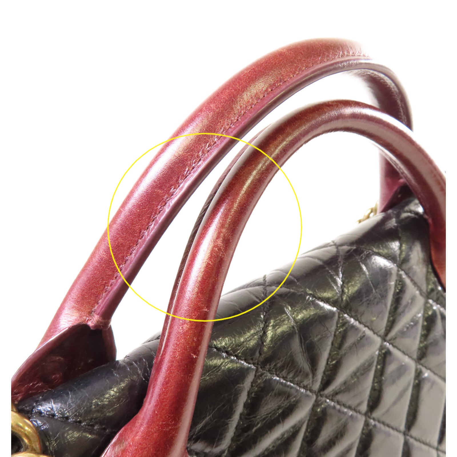 CHANEL 菱格牛皮皮革2Way Chain Shoulder Bag金扣鏈帶手挽肩背兩用袋黑色/酒紅色