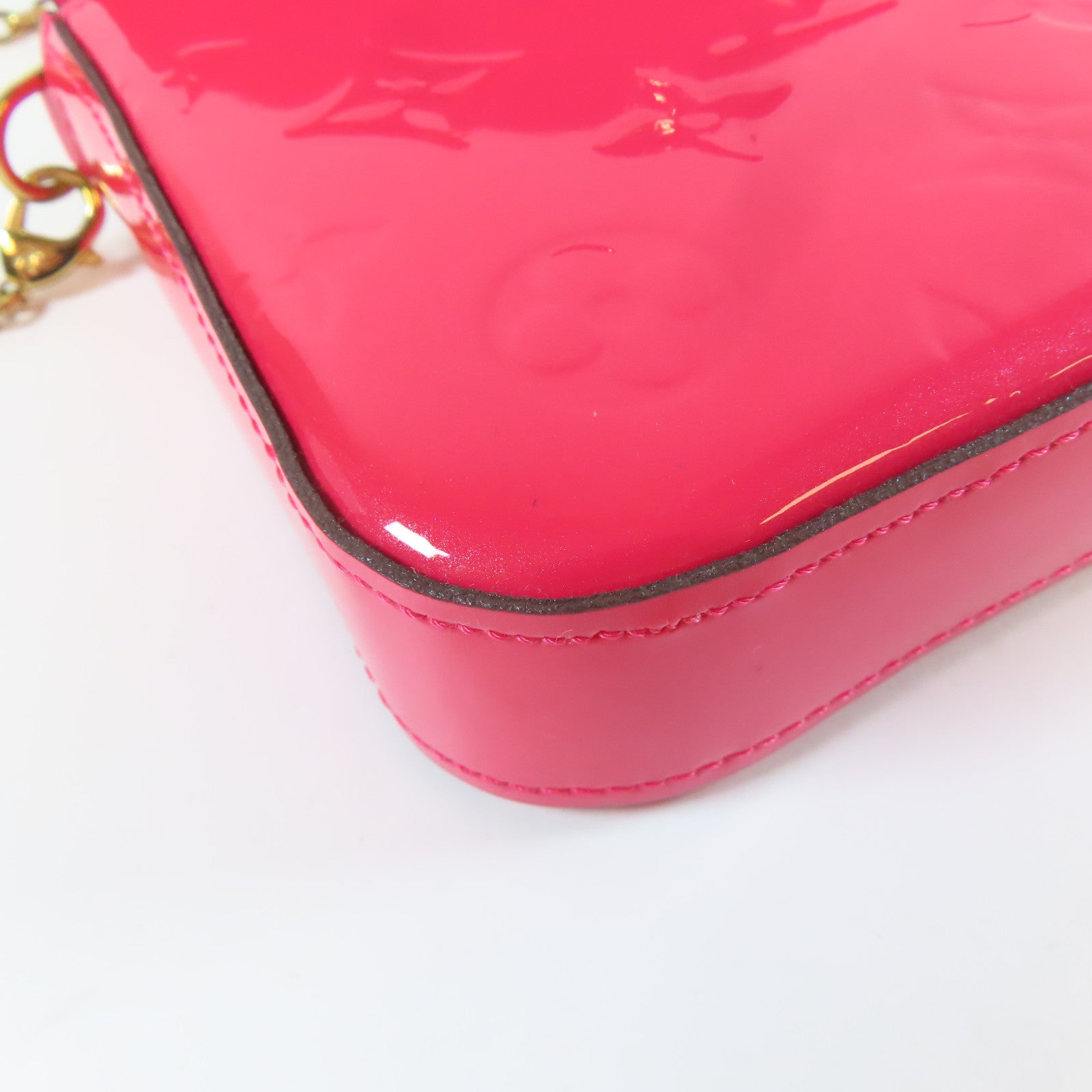 LOUIS VUITTON 【激減優惠】Vernis Felicie Pochette金扣鏈帶肩背袋粉紅色