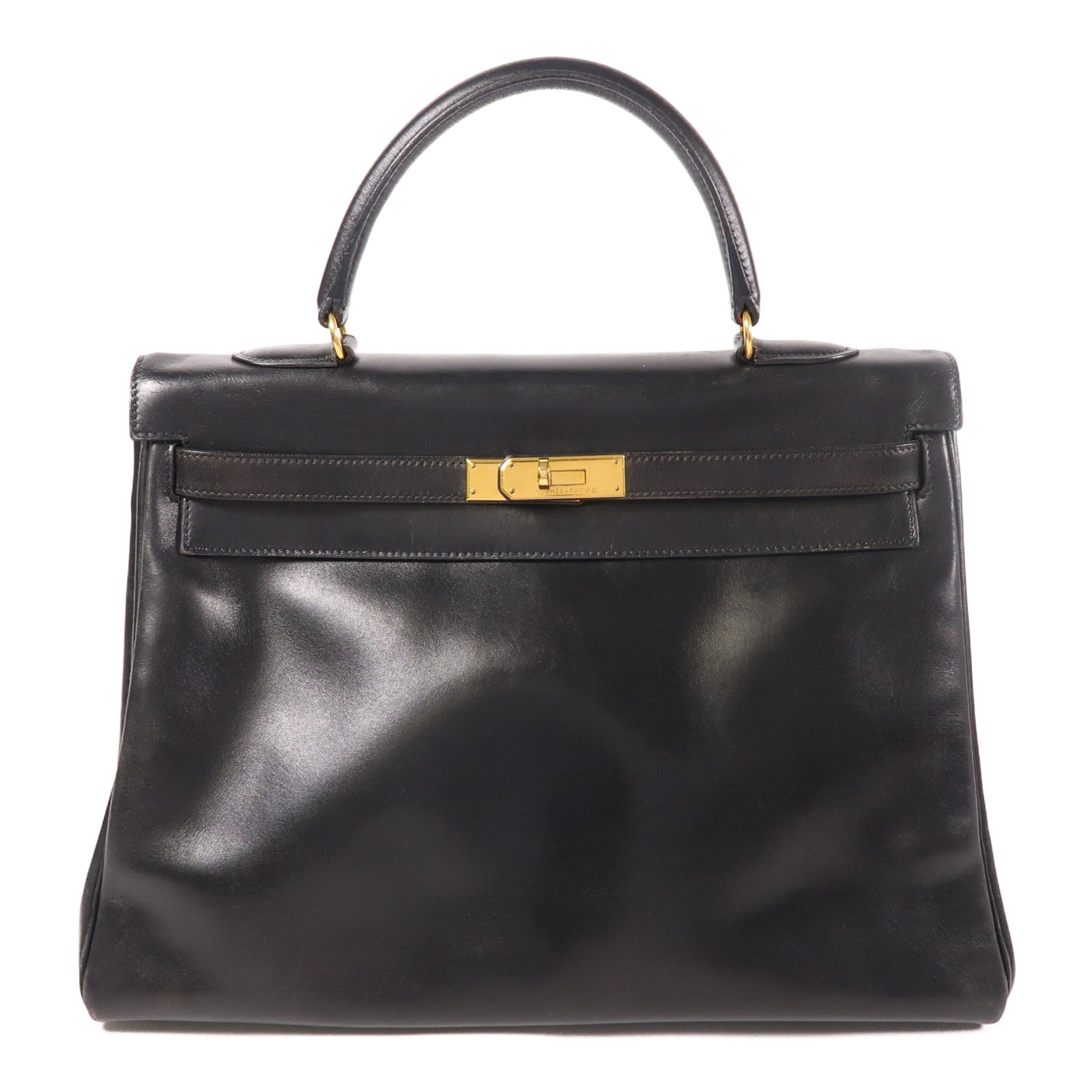 HERMES Box皮革Vintage Kelly 35手挽袋Noir