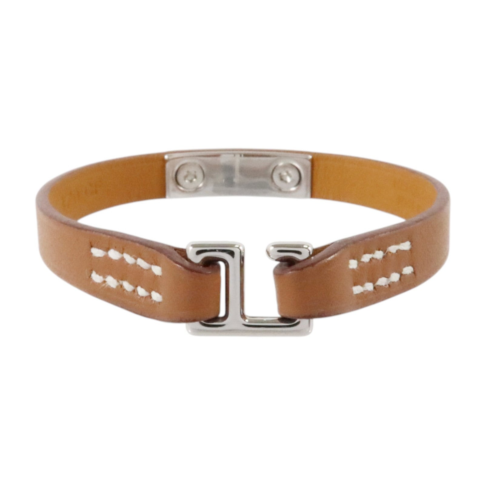 HERMES Swift皮革Mini Rivale Bracelet銀扣手鏈Gold