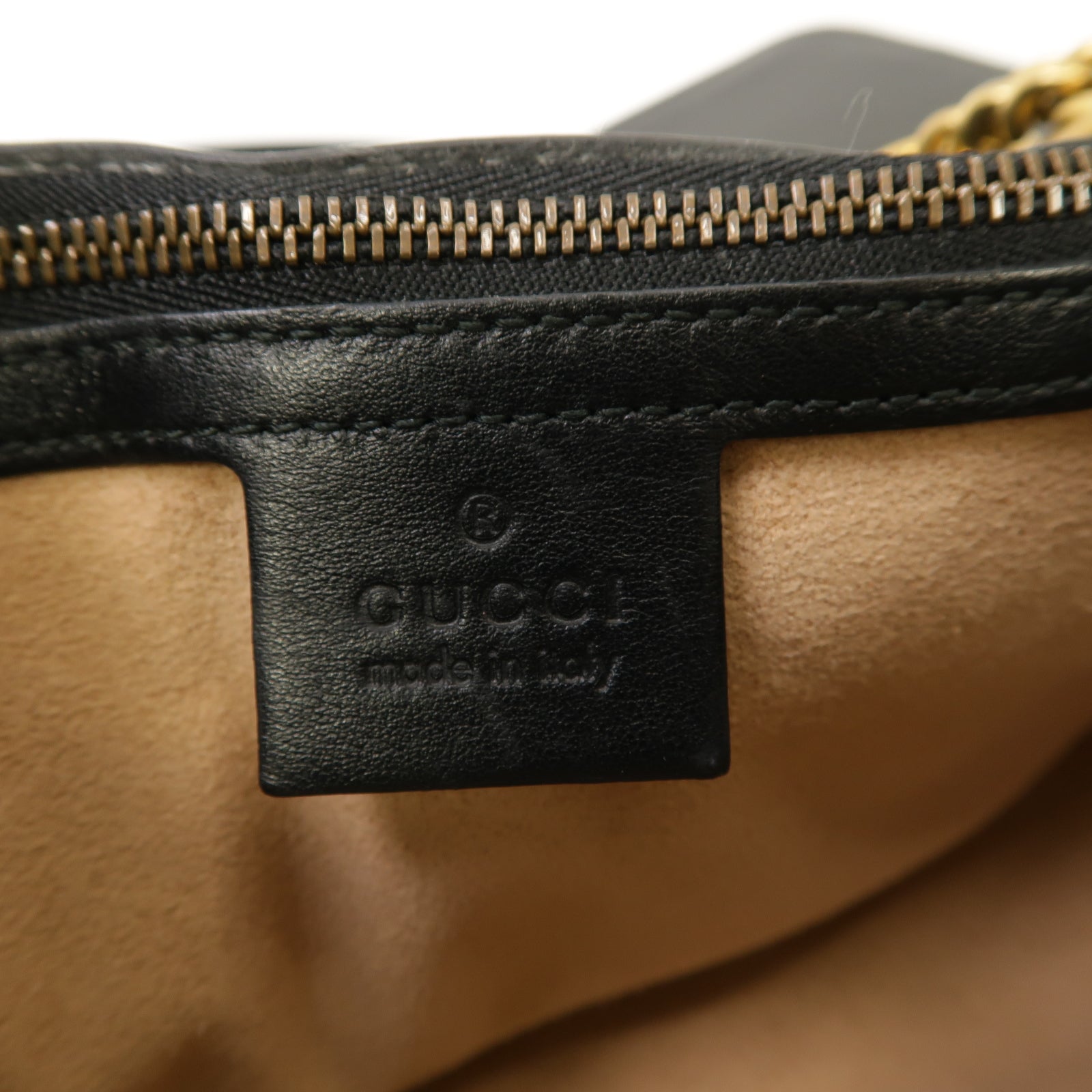 GUCCI 牛皮皮革Shoulder Bag金扣鏈帶肩背袋黒色
