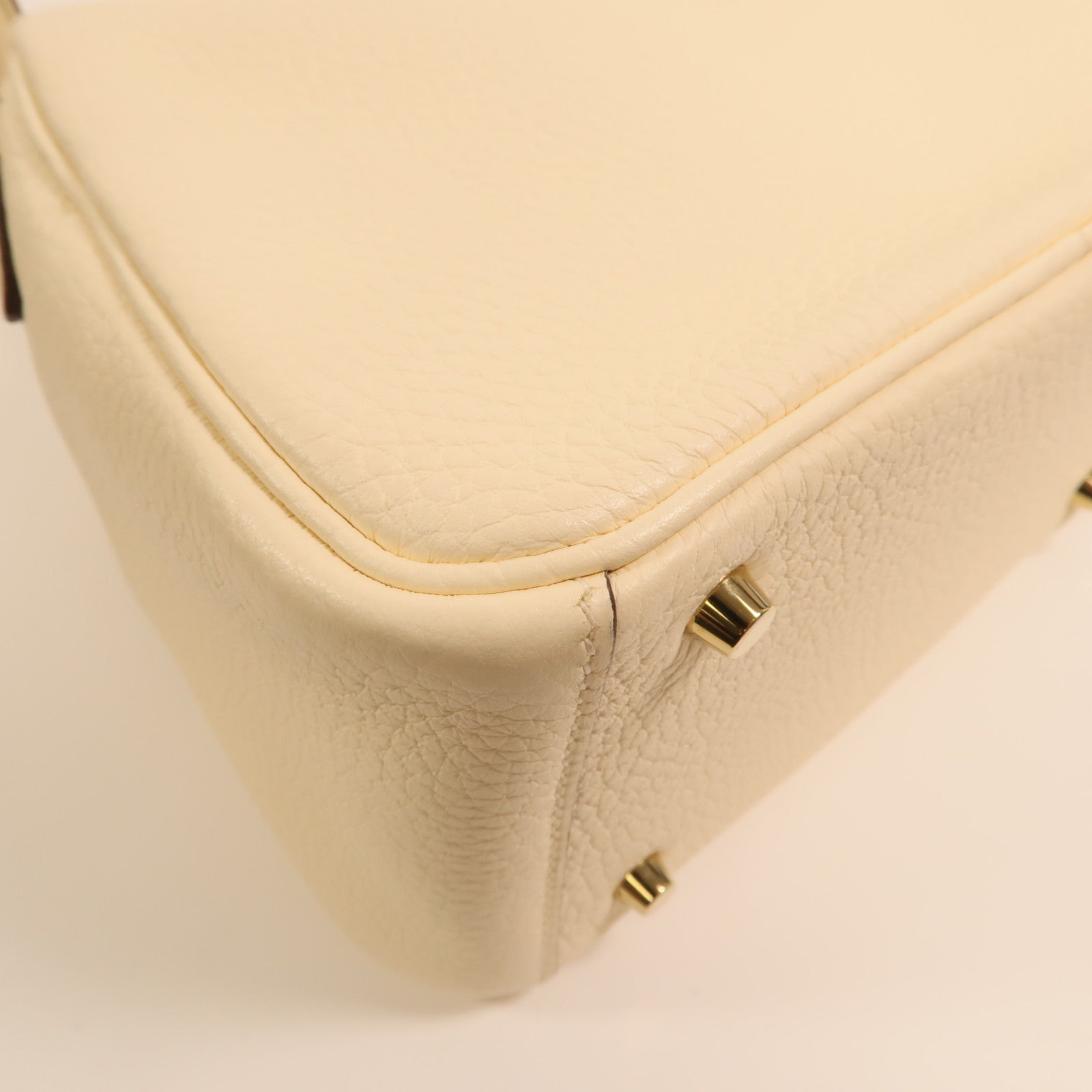 HERMES Clemence皮革Mini Lindy金扣手挽肩背兩用袋Nata