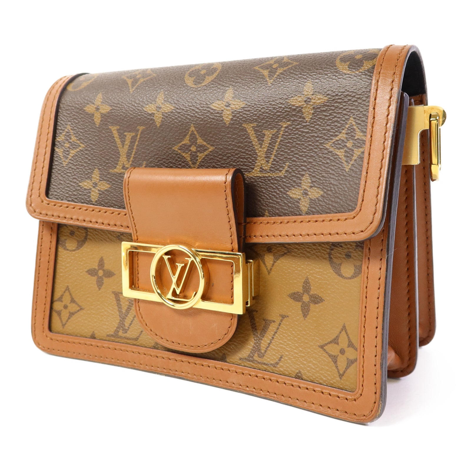 LOUIS VUITTON Monogram Reverse Mini Dauphine金扣肩背袋