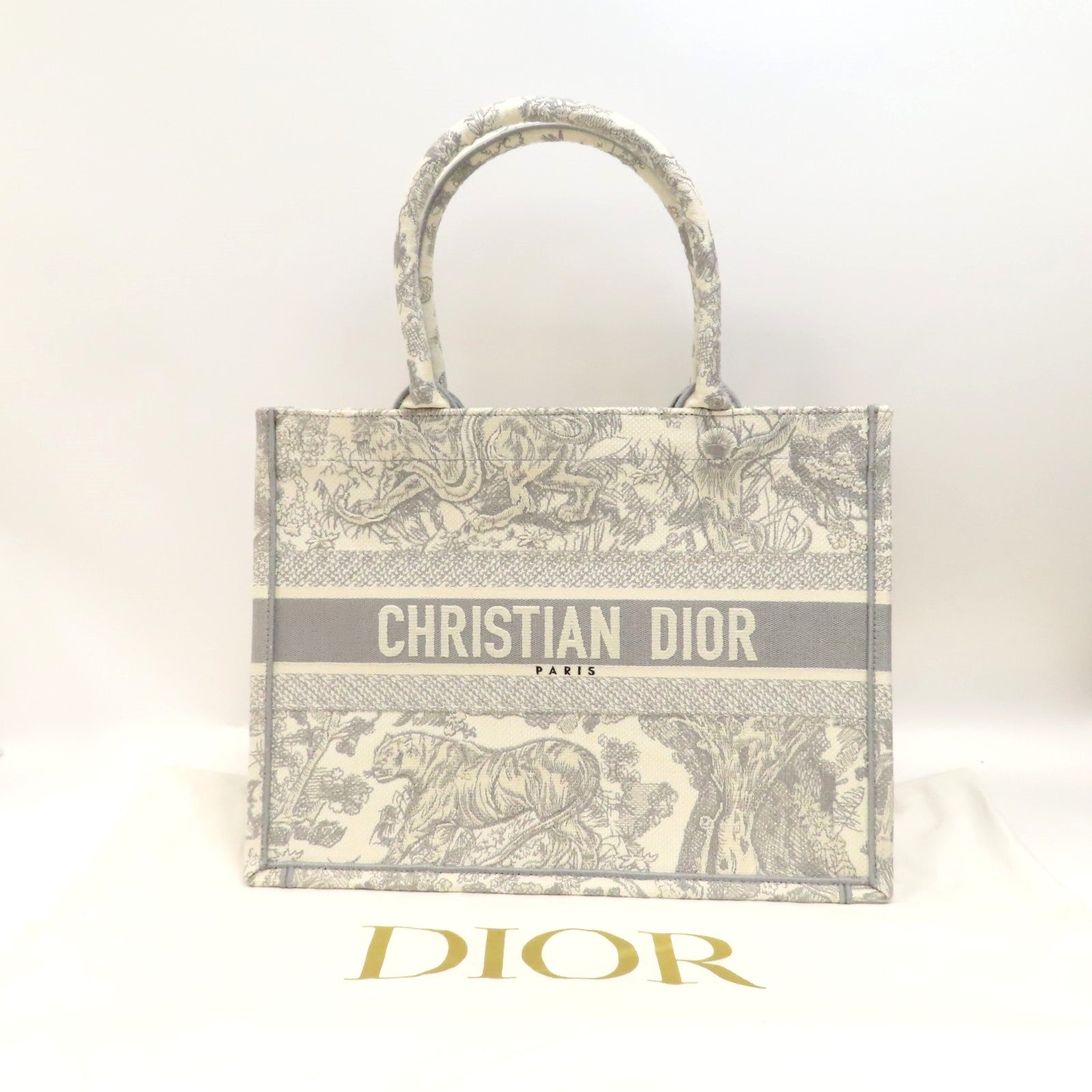 Dior 帆布Medium Book Tote手挽袋灰色/米色