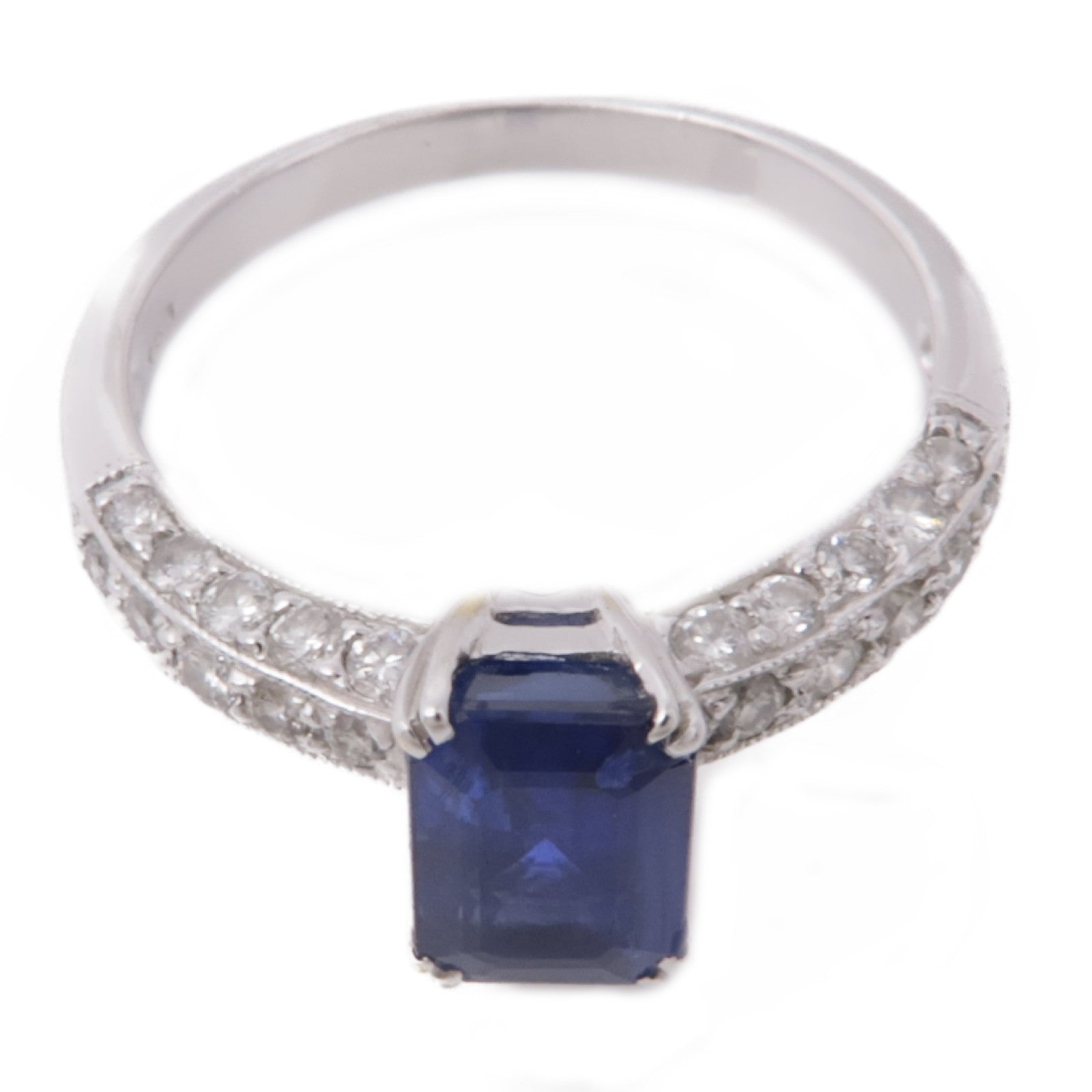 JEWELRY 18K白金Sapphire/Diamond Ring藍寶石/鑽石戒指US#5.75