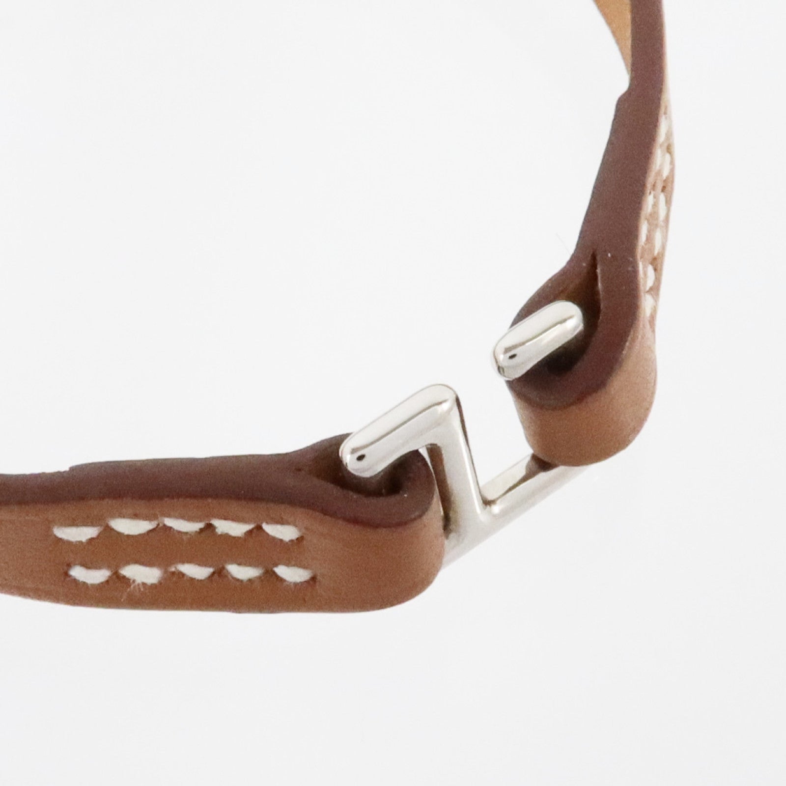 HERMES Swift皮革Mini Rivale Bracelet銀扣手鏈Gold