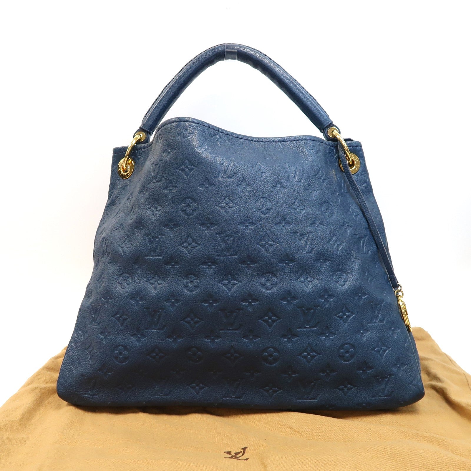 LOUIS VUITTON Monogram Empreinte Artsy MM金扣手挽袋藍色