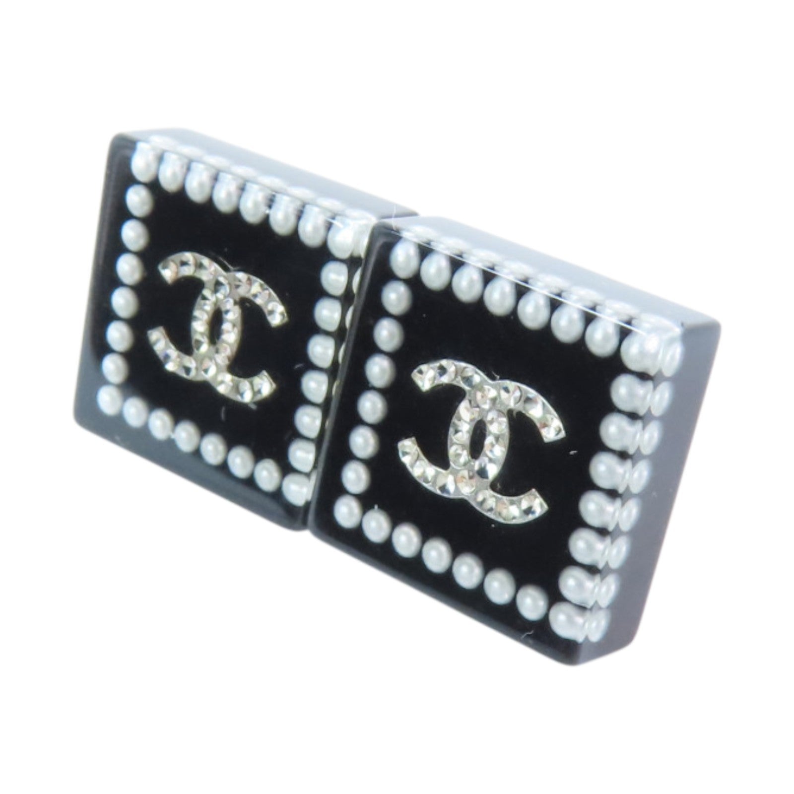 CHANEL 金屬/仿珍珠/水鑽Earrings銀扣耳環