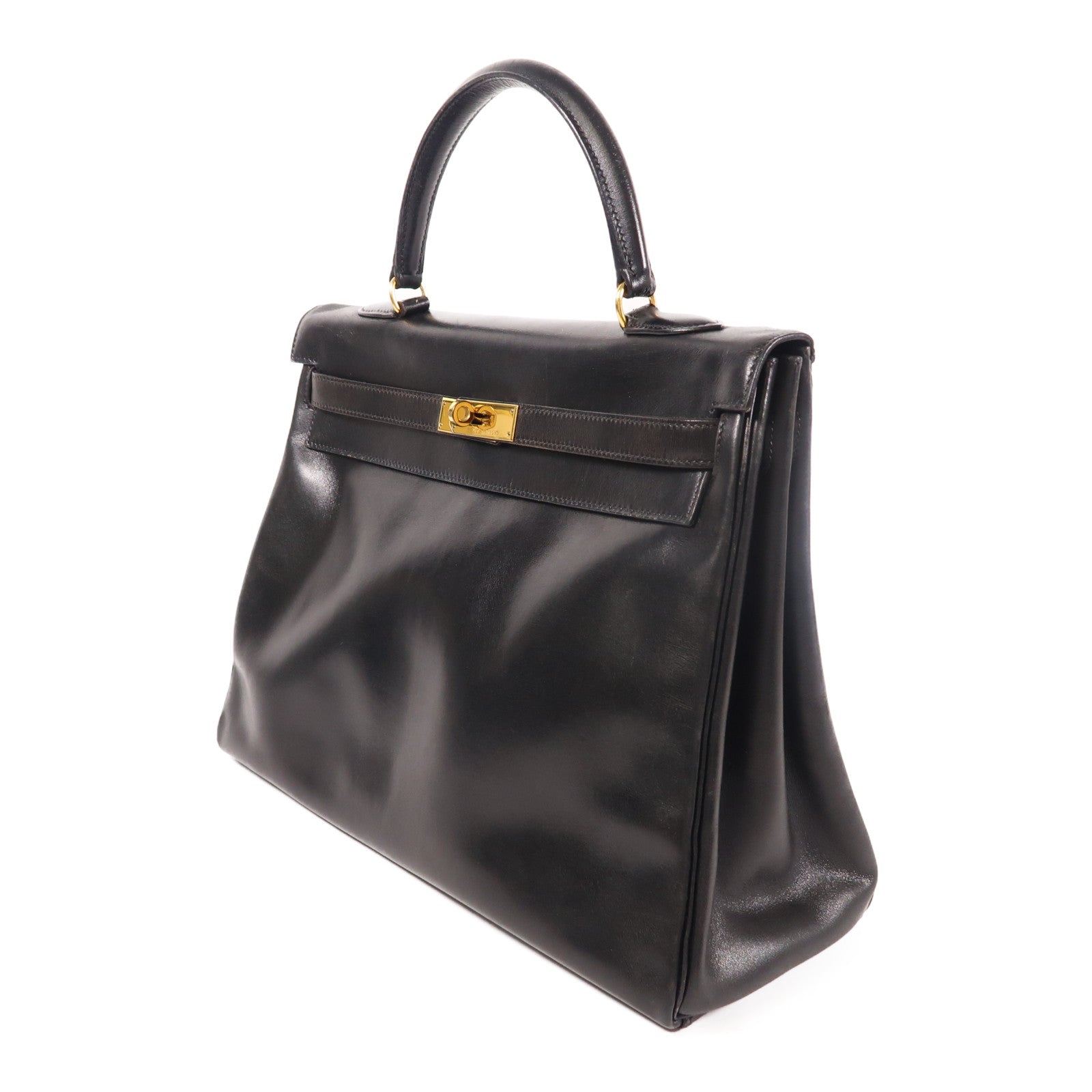 HERMES Box皮革Vintage Kelly 35手挽袋Noir
