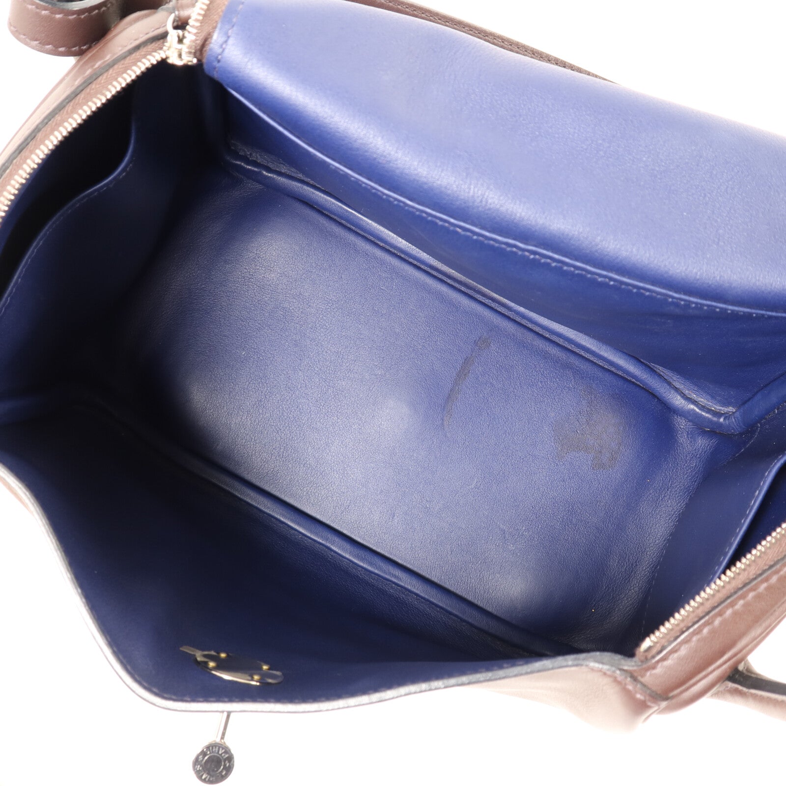 HERMES Swift皮革Lindy 26銀扣手挽肩背兩用袋Rouge Sellier/Bleu Saphir
