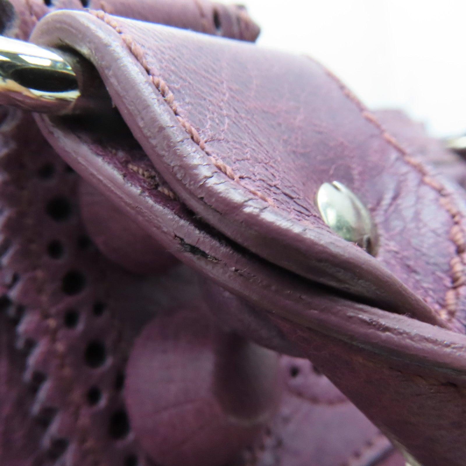 BALENCIAGA 牛皮皮革City银扣手挽肩背两用袋紫色