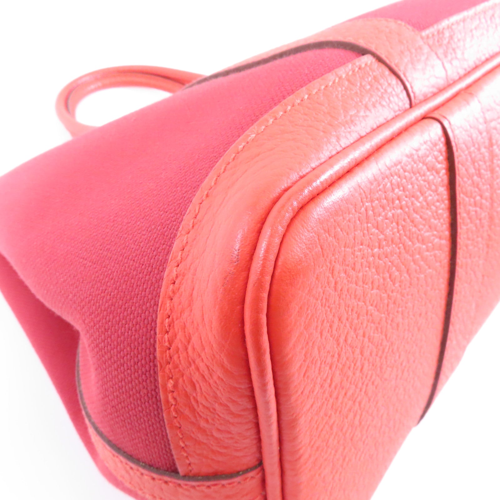 HERMES 帆布Garden Party TPM銀扣手挽袋Rouge Tomate/紅色