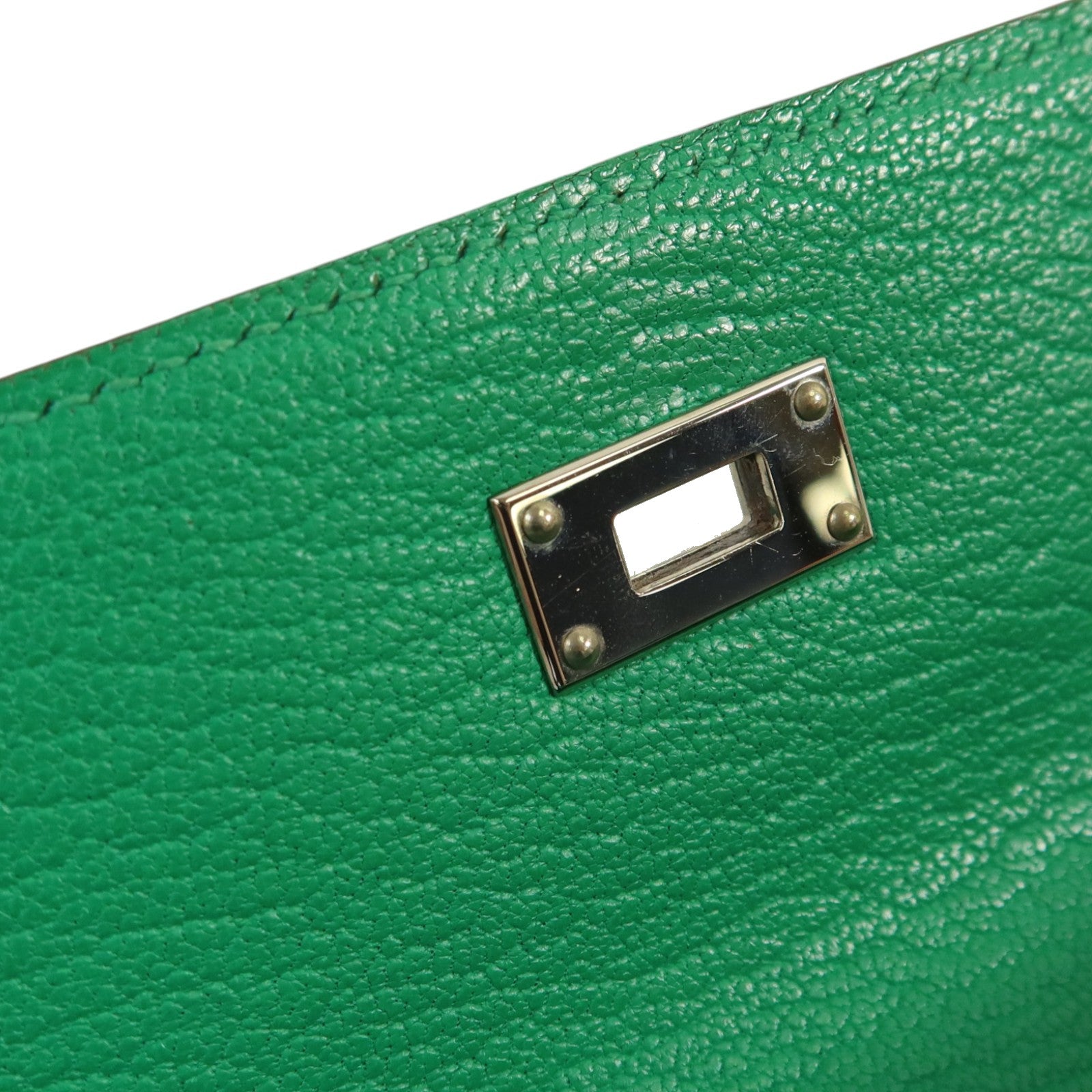 HERMES Chevre皮革Kelly wallet銀扣長錢包Menthe