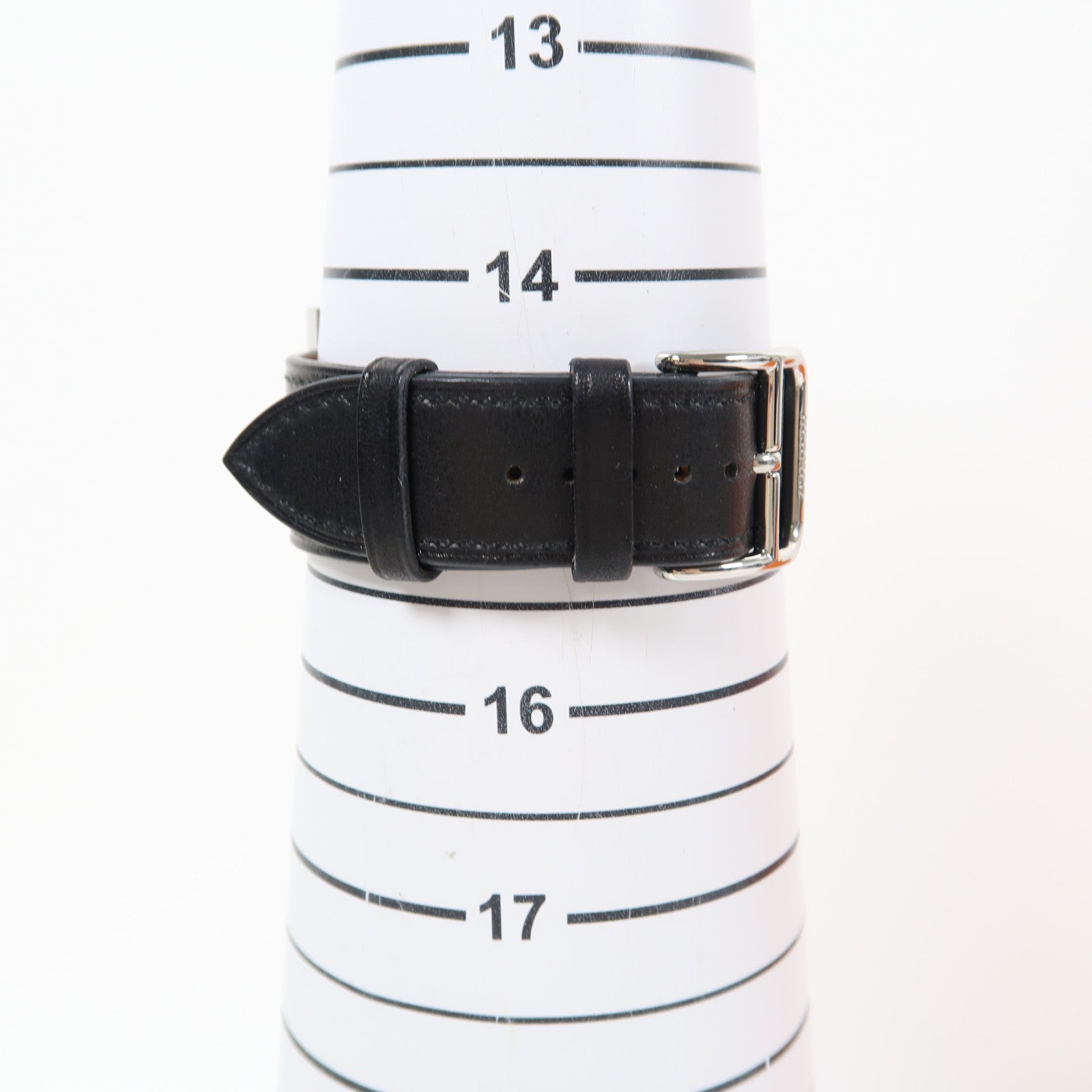 HERMES Heure H Watch不鏽鋼/皮革石英手錶黑色