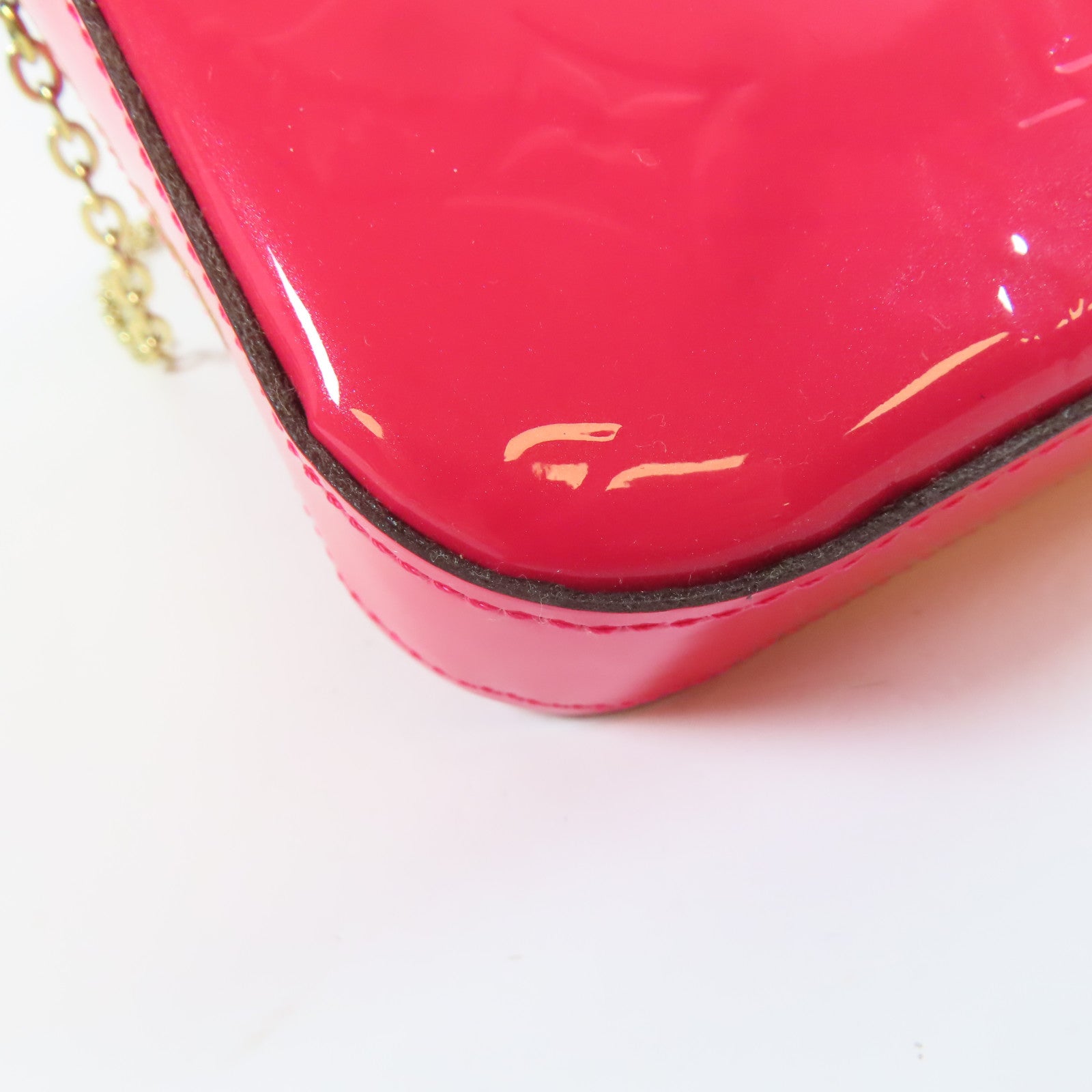 LOUIS VUITTON 【激減優惠】Vernis Felicie Pochette金扣鏈帶肩背袋粉紅色