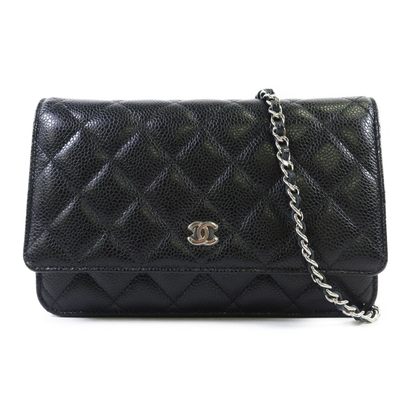 CHANEL 牛皮皮革WOC Wallet On Chain銀扣鏈帶肩背袋