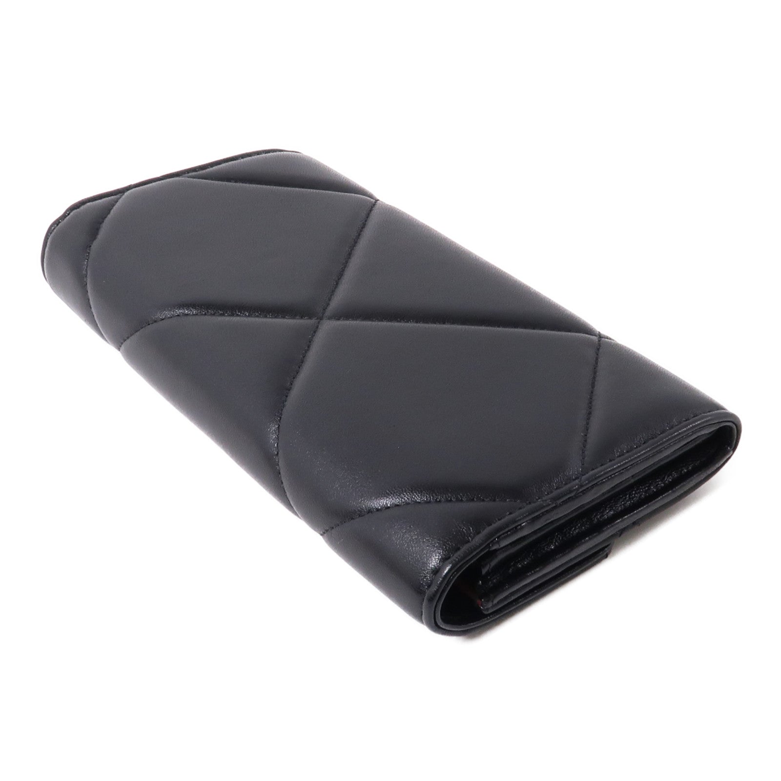 CHANEL 羊皮皮革C19 Long Wallet金扣長錢包黑色