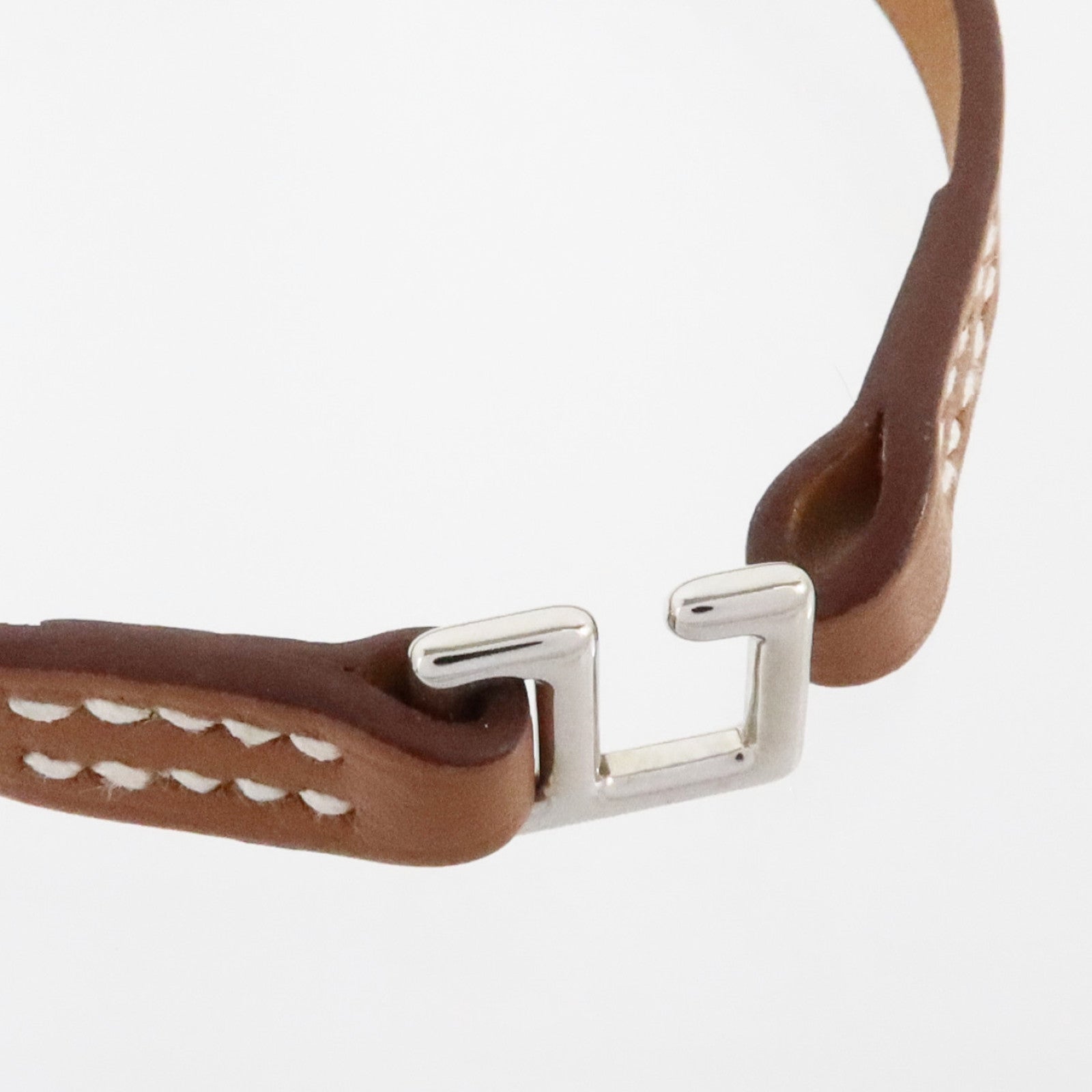 HERMES Swift皮革Mini Rivale Bracelet銀扣手鏈Gold