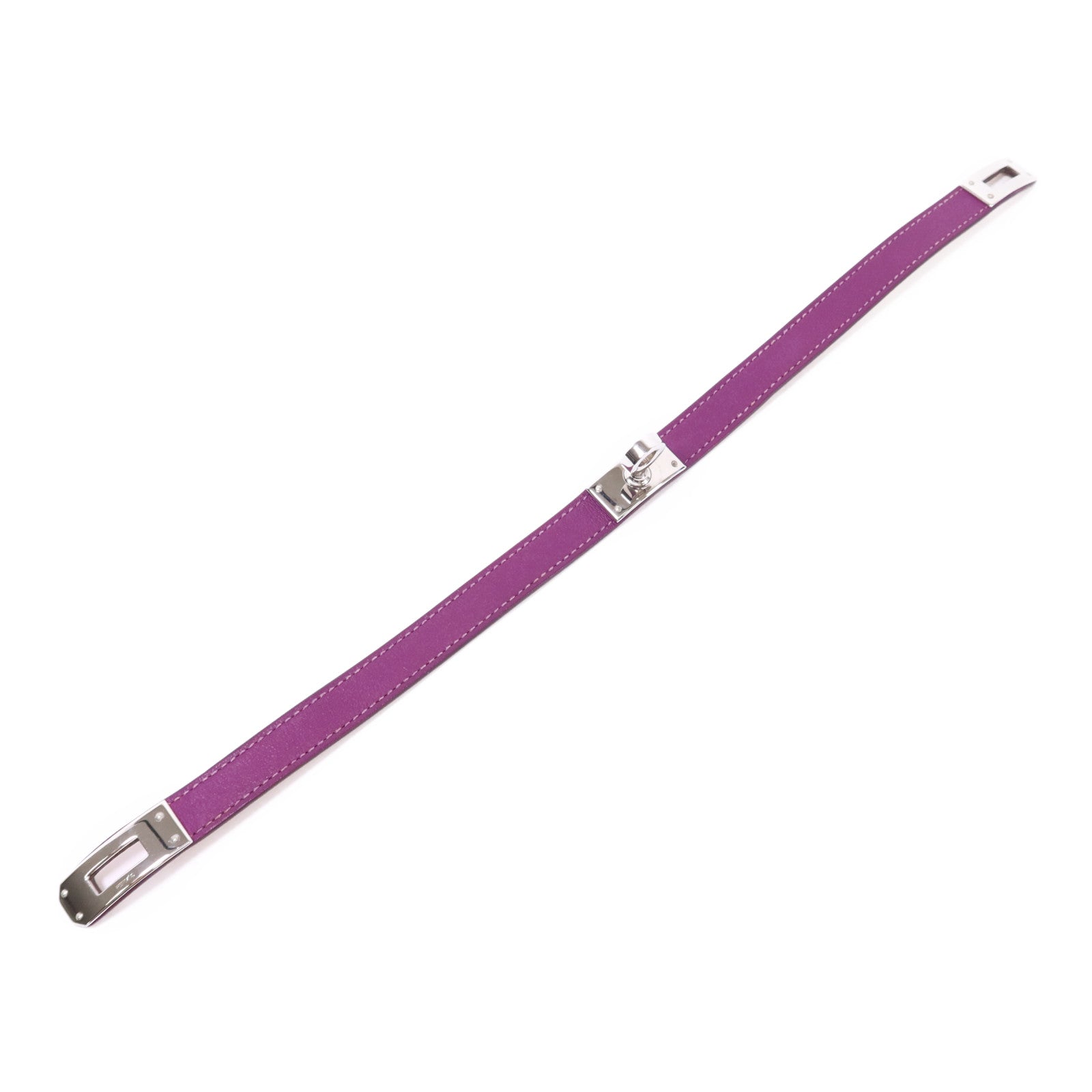 HERMES Swift皮革Kelly Double Tour銀扣手鐲Tosca Hermes#XS