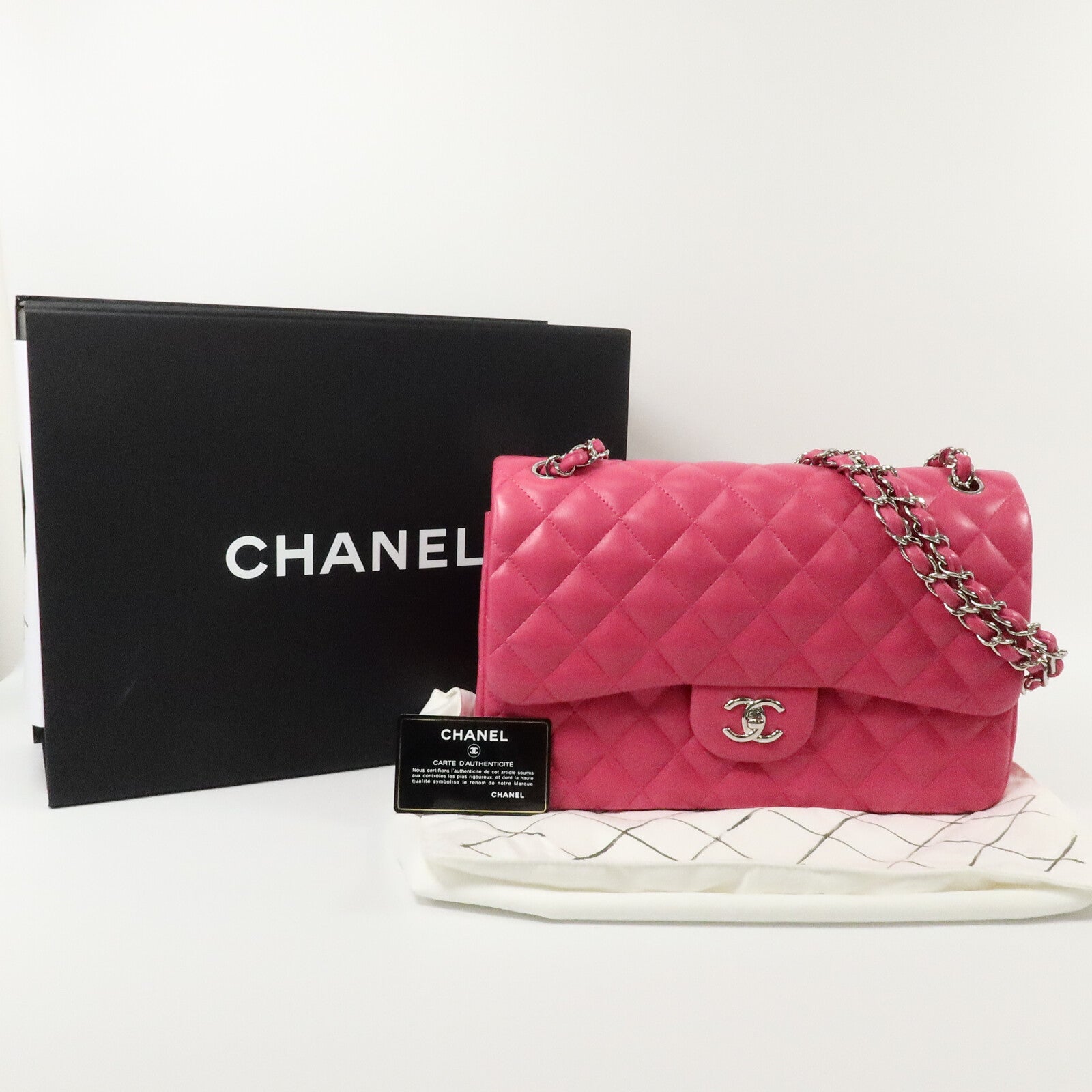 CHANEL 羊皮皮革Large Classic鏈帶手挽肩背兩用袋
