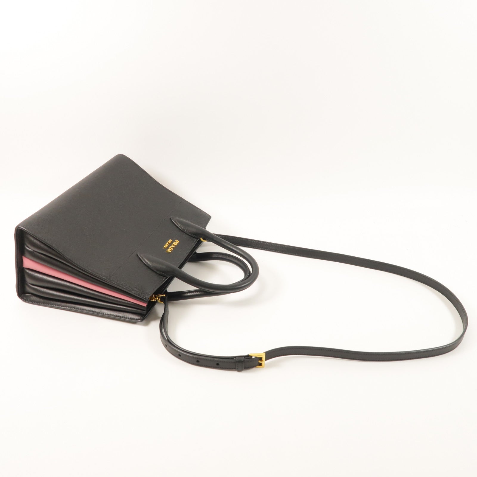 PRADA 牛皮皮革2 Way Shoulder Bag金扣手挽肩背兩用袋