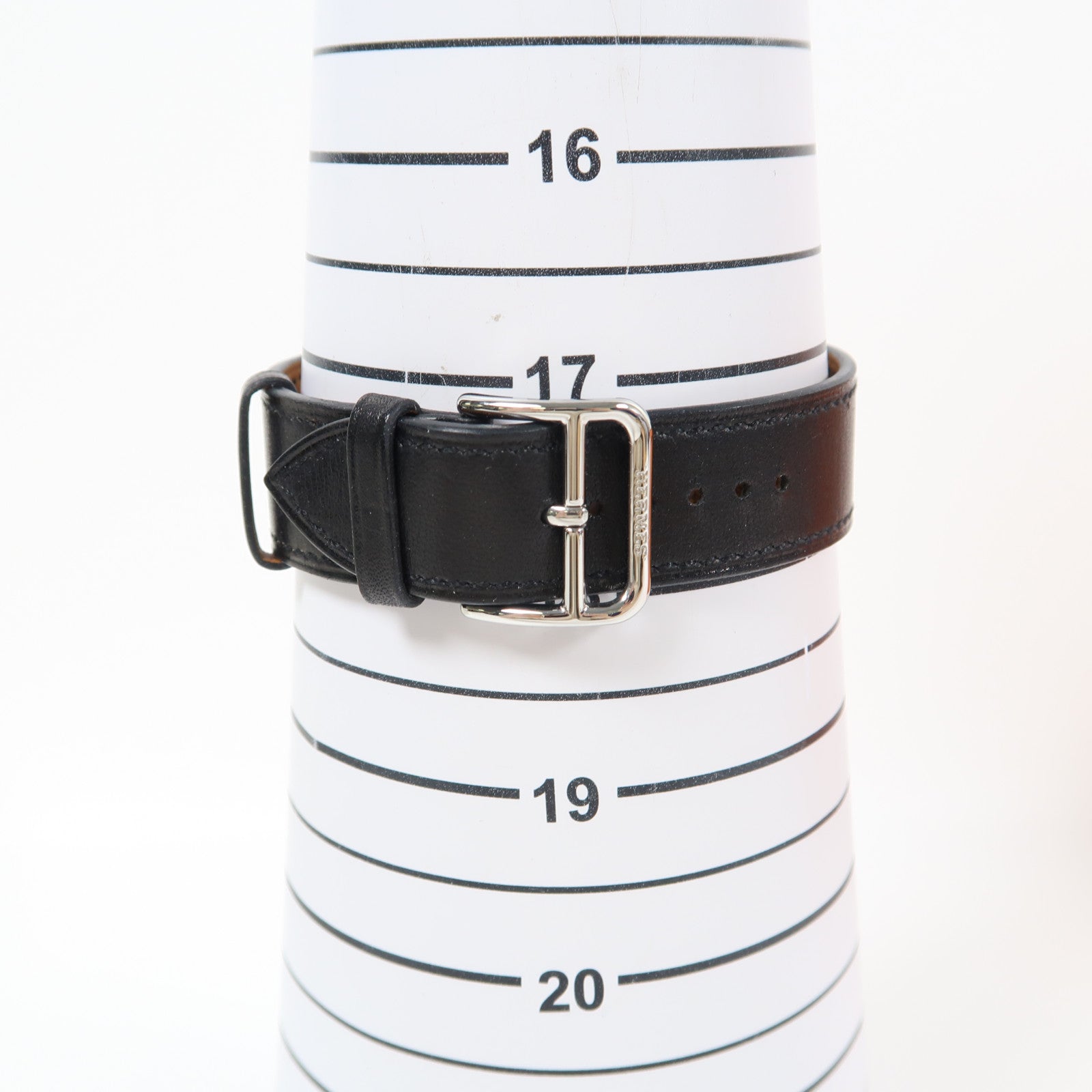 HERMES Heure H Watch不鏽鋼/皮革石英手錶黑色