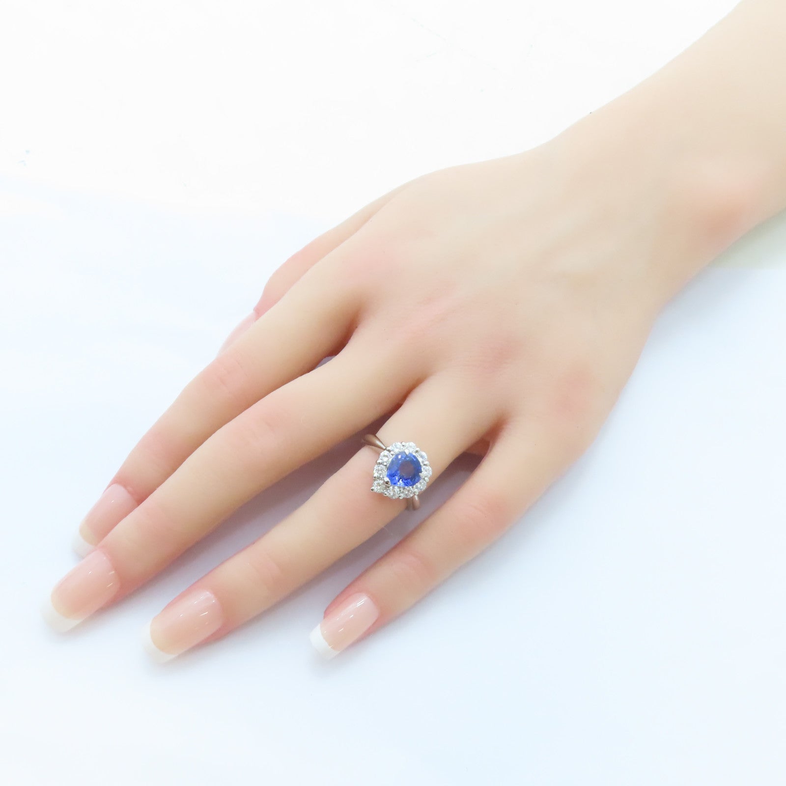 JEWELRY PT900鉑金Sapphire Diamond Ring 1.892ct藍寶石/0.752ct鑽石戒指US#5.75