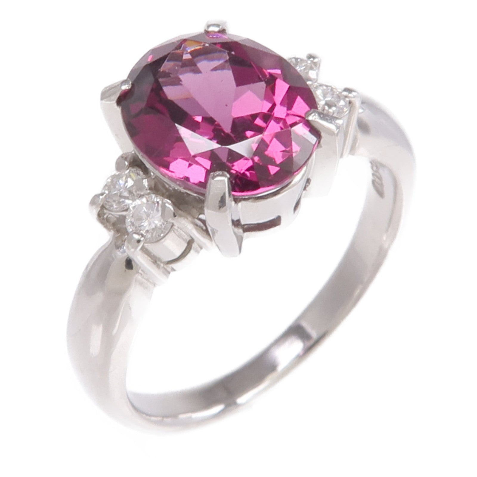 JEWELRY PT900鉑金Rhodolite Garnet Diamond Ring紅榴石/鑽石戒指