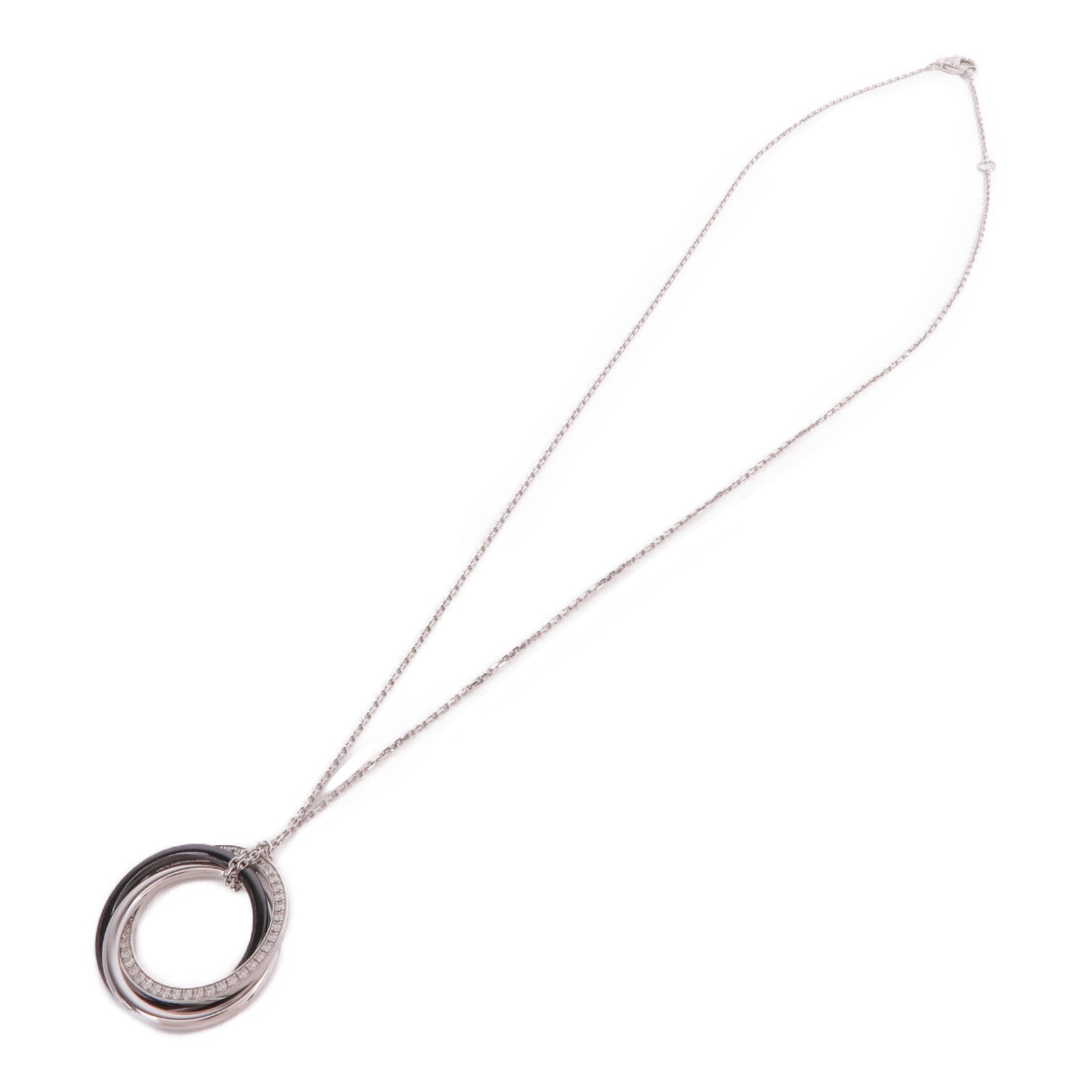 CARTIER 【激減優惠】18K白金/陶瓷Trinity Necklace鑽石項鍊