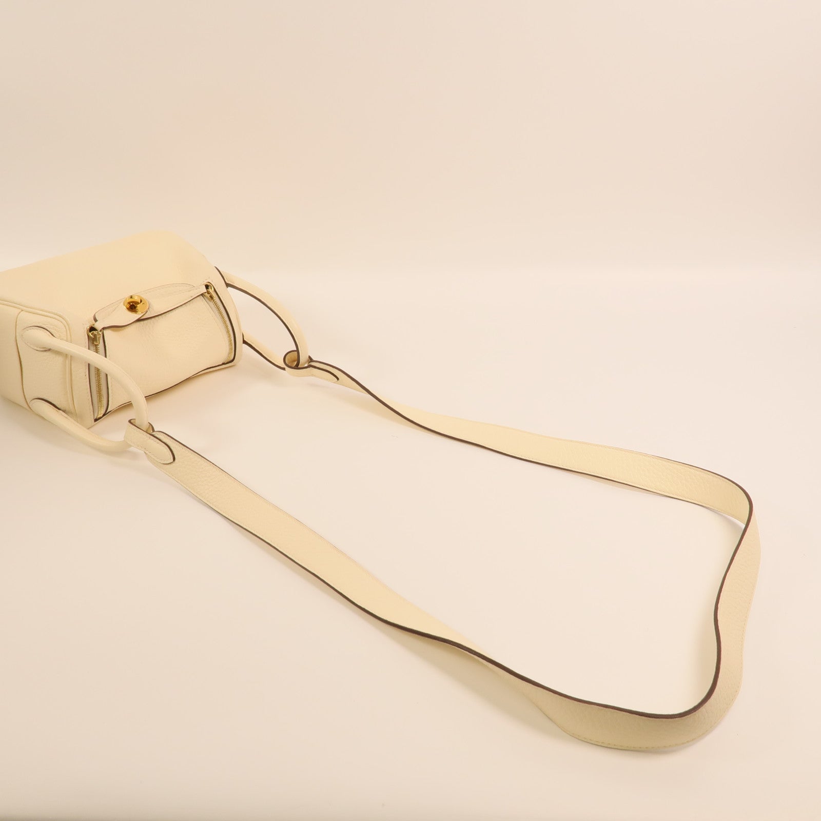 HERMES Clemence皮革Mini Lindy金扣手挽肩背兩用袋Nata