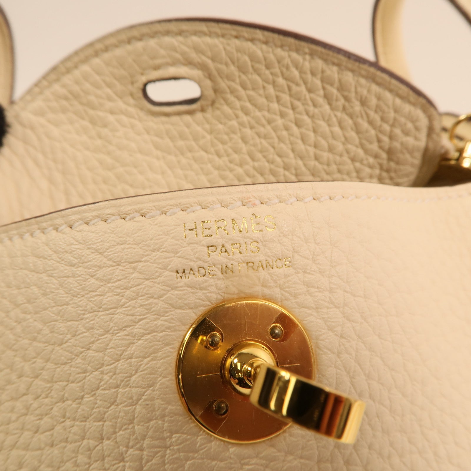 HERMES Clemence皮革Mini Lindy金扣手挽肩背兩用袋Nata