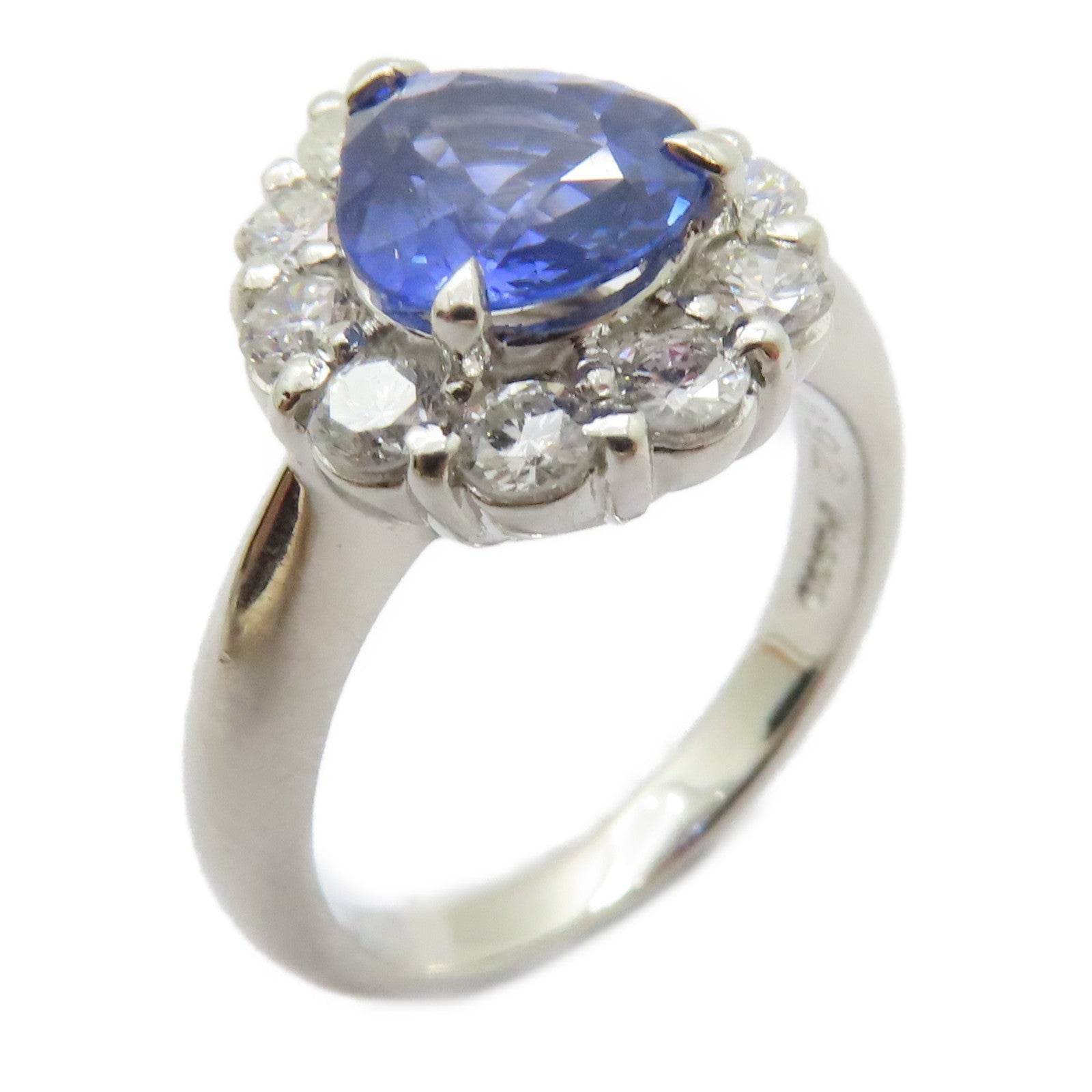 JEWELRY PT900鉑金Sapphire Diamond Ring 1.892ct藍寶石/0.752ct鑽石戒指US#5.75