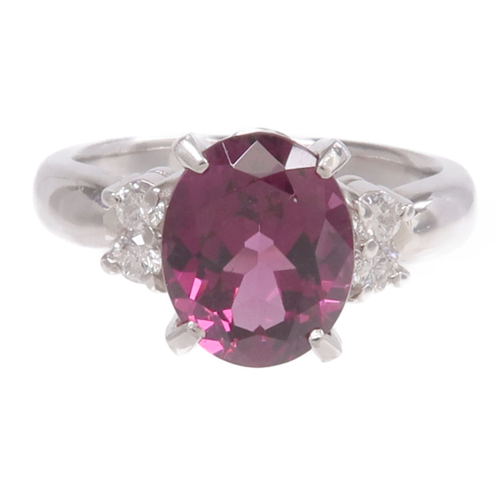 JEWELRY PT900鉑金Rhodolite Garnet Diamond Ring紅榴石/鑽石戒指