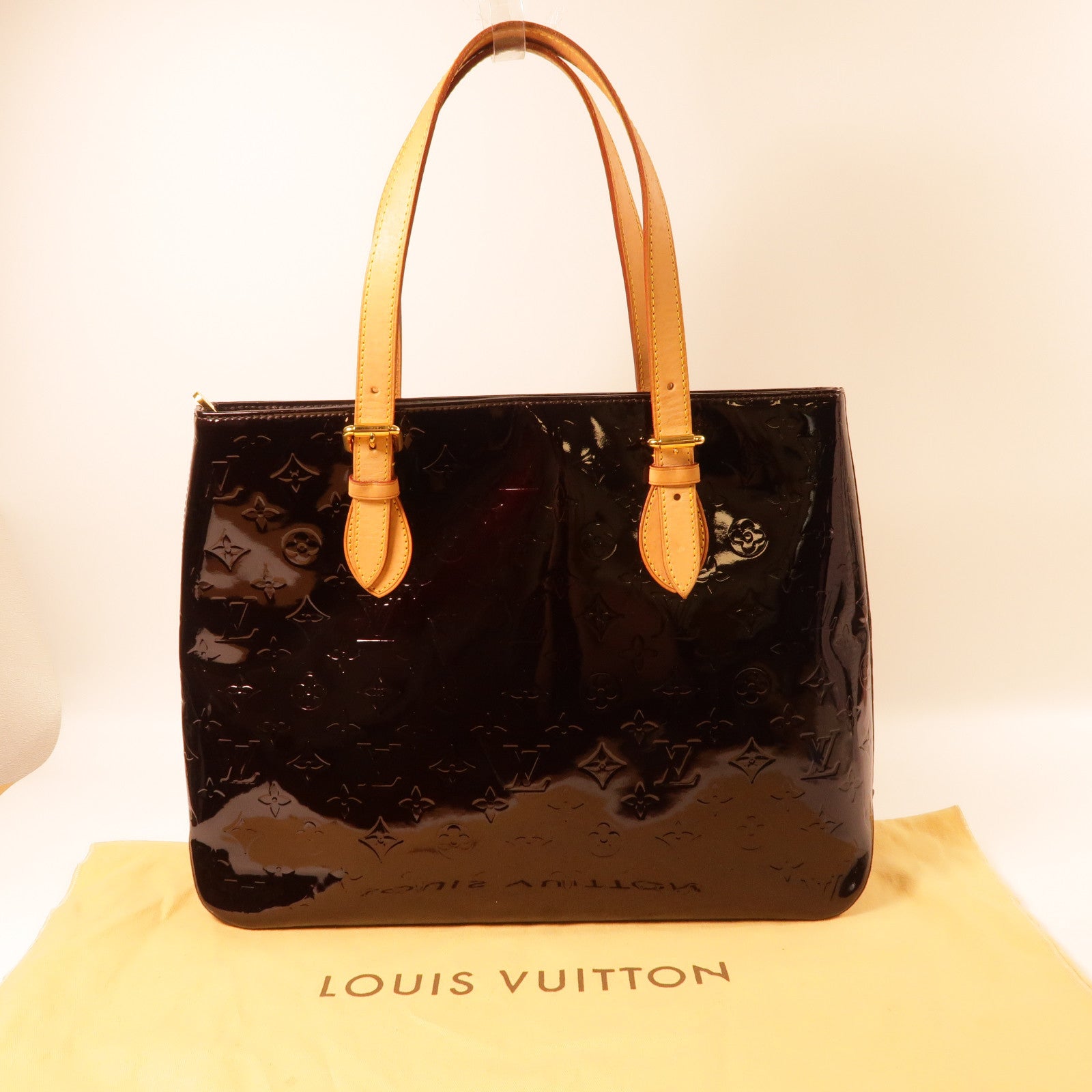 LOUIS VUITTON 【激減優惠】Vernis Brentwood金扣手挽袋酒紅色