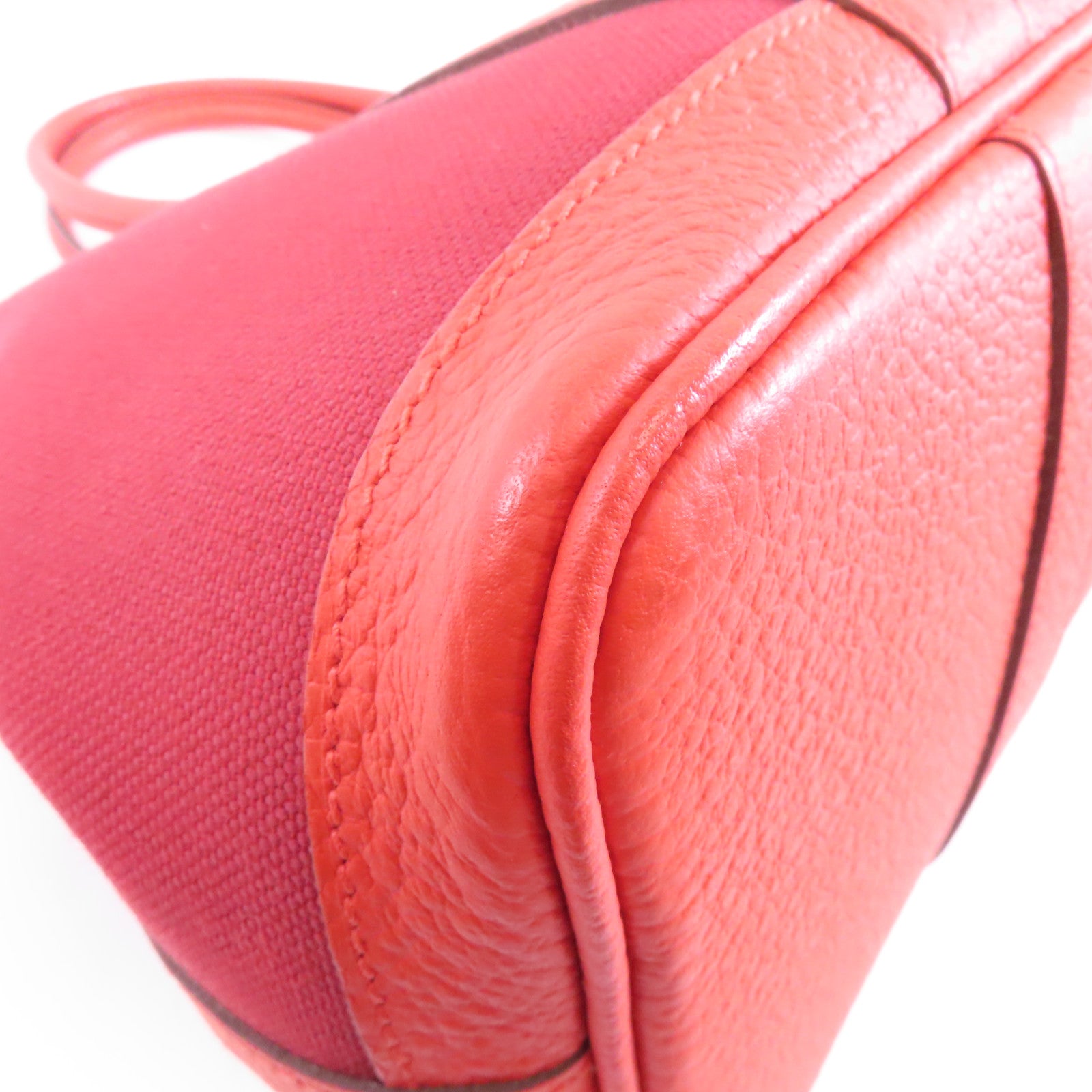 HERMES 帆布Garden Party TPM銀扣手挽袋Rouge Tomate/紅色