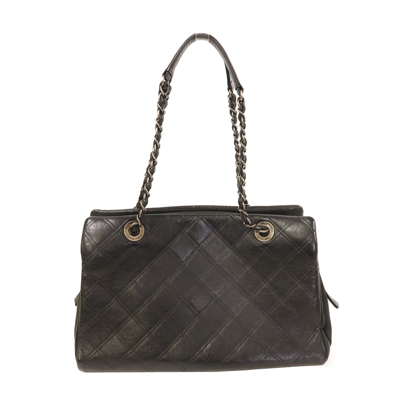 CHANEL 【激減優惠】菱格牛皮皮革Shoulder Bag銀扣肩背袋黑色