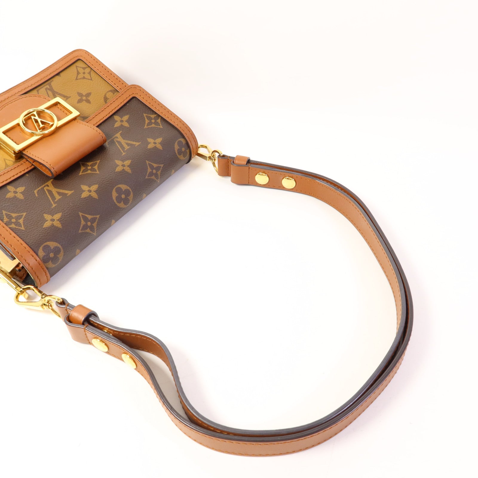 LOUIS VUITTON Monogram Reverse Mini Dauphine金扣肩背袋