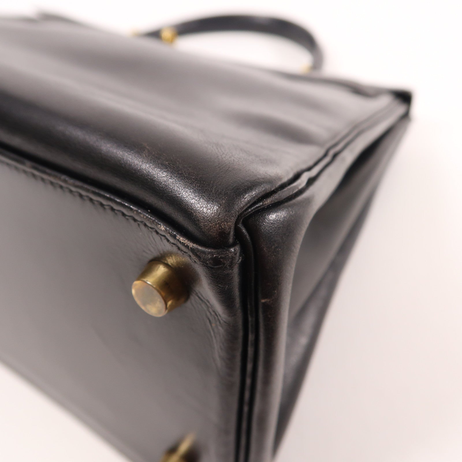 HERMES Box皮革Vintage Kelly 35手挽袋Noir