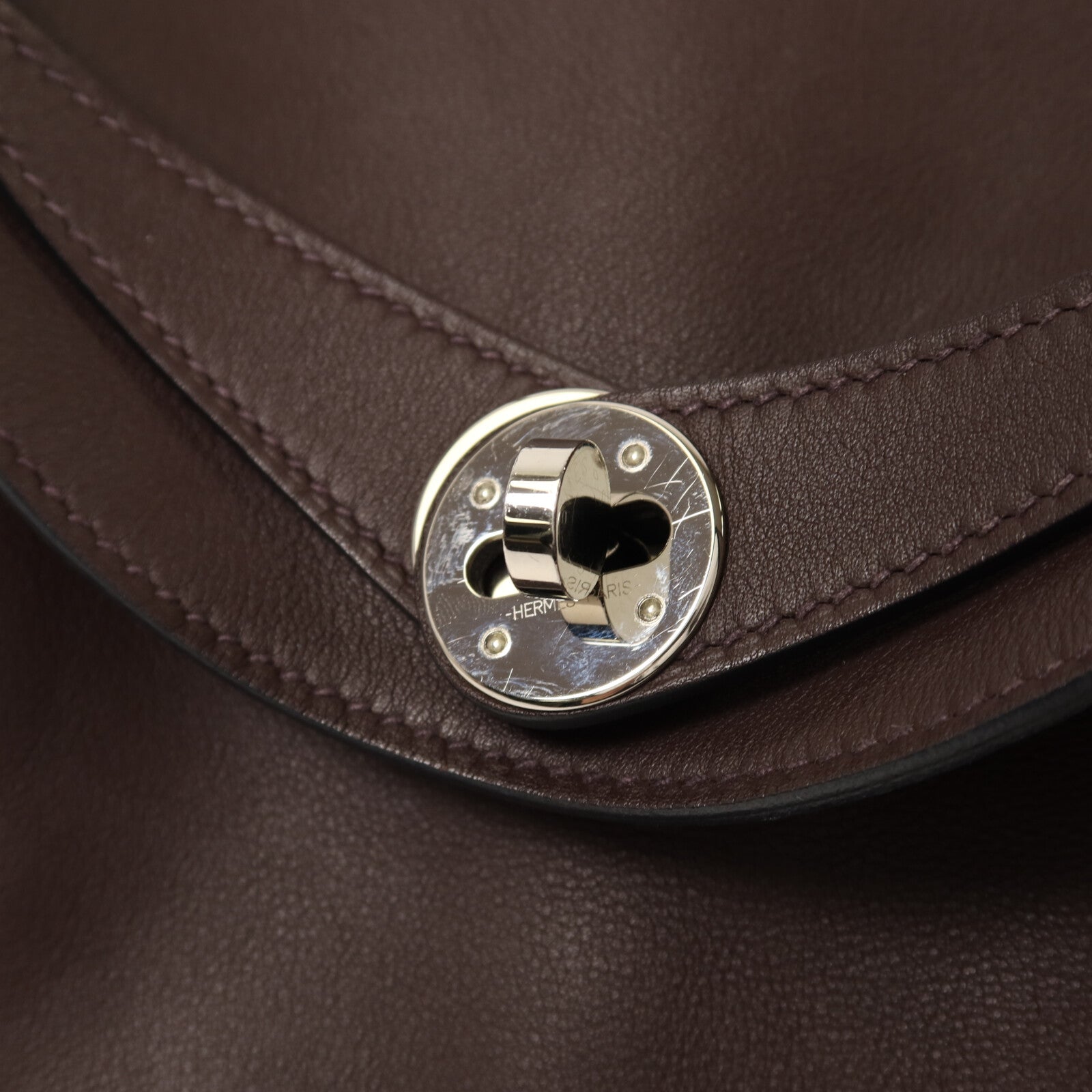HERMES Swift皮革Lindy 26銀扣手挽肩背兩用袋Rouge Sellier/Bleu Saphir