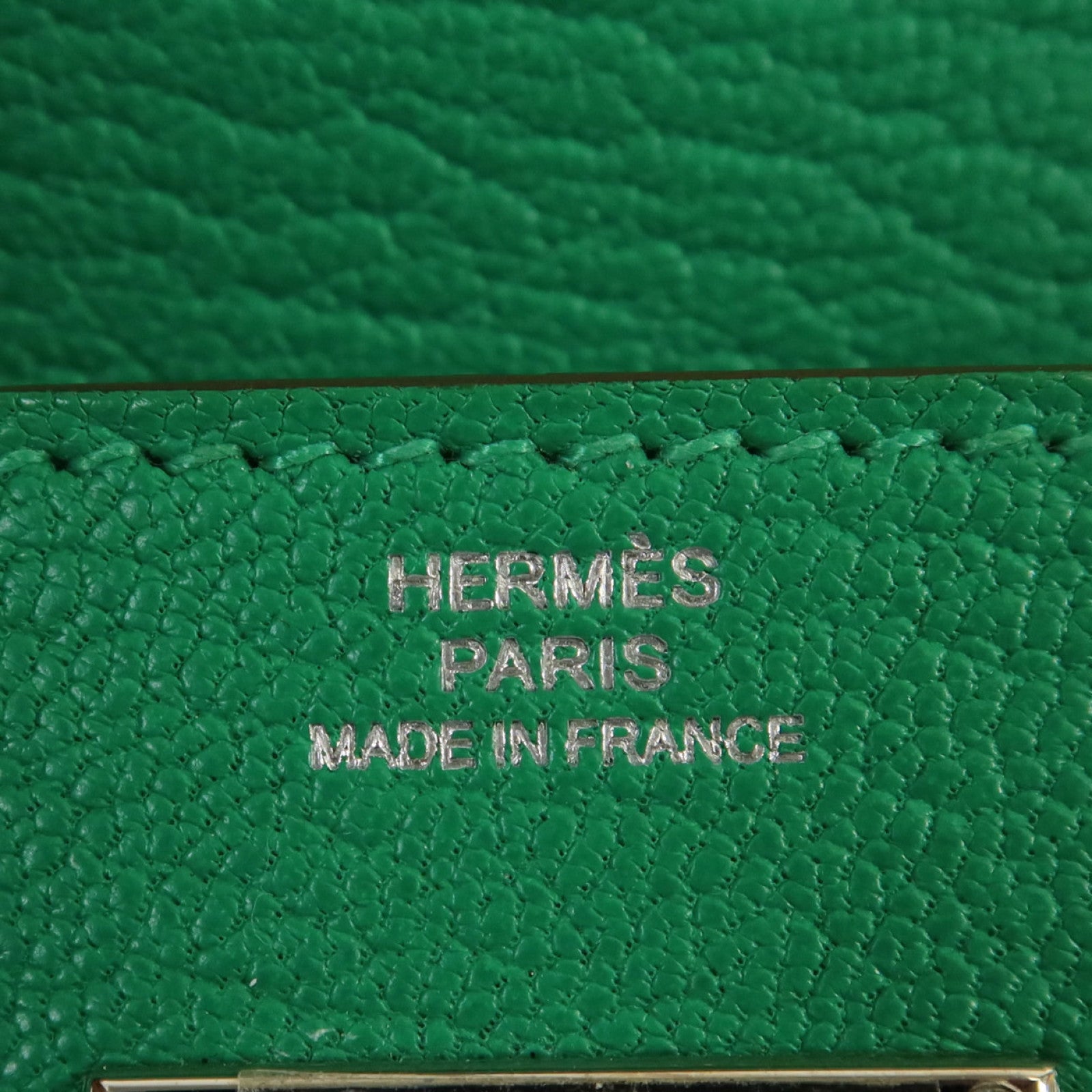 HERMES Chevre皮革Kelly wallet銀扣長錢包Menthe
