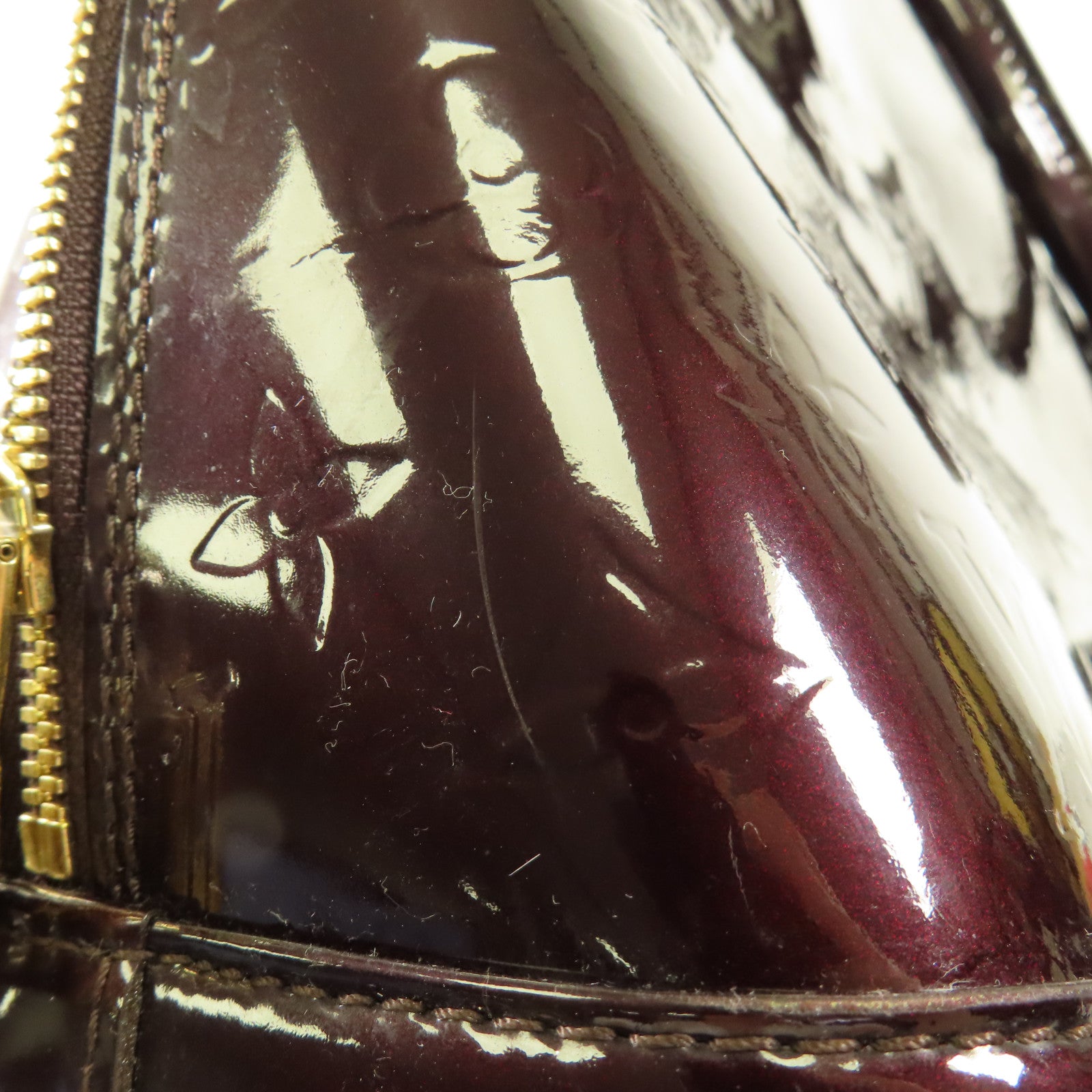 LOUIS VUITTON Vernis Alma PM金扣手挽袋酒紅色