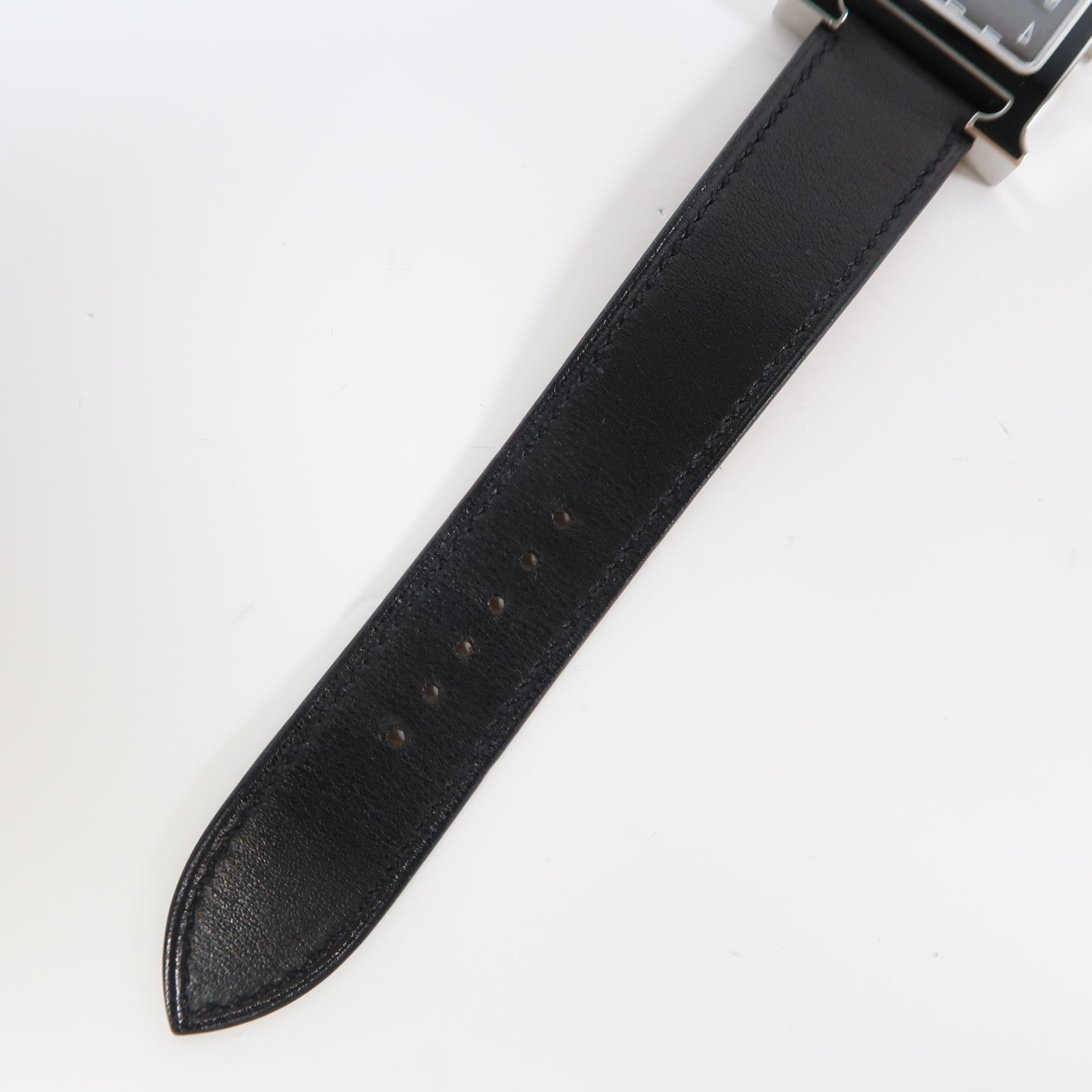HERMES Heure H Watch不鏽鋼/皮革石英手錶黑色