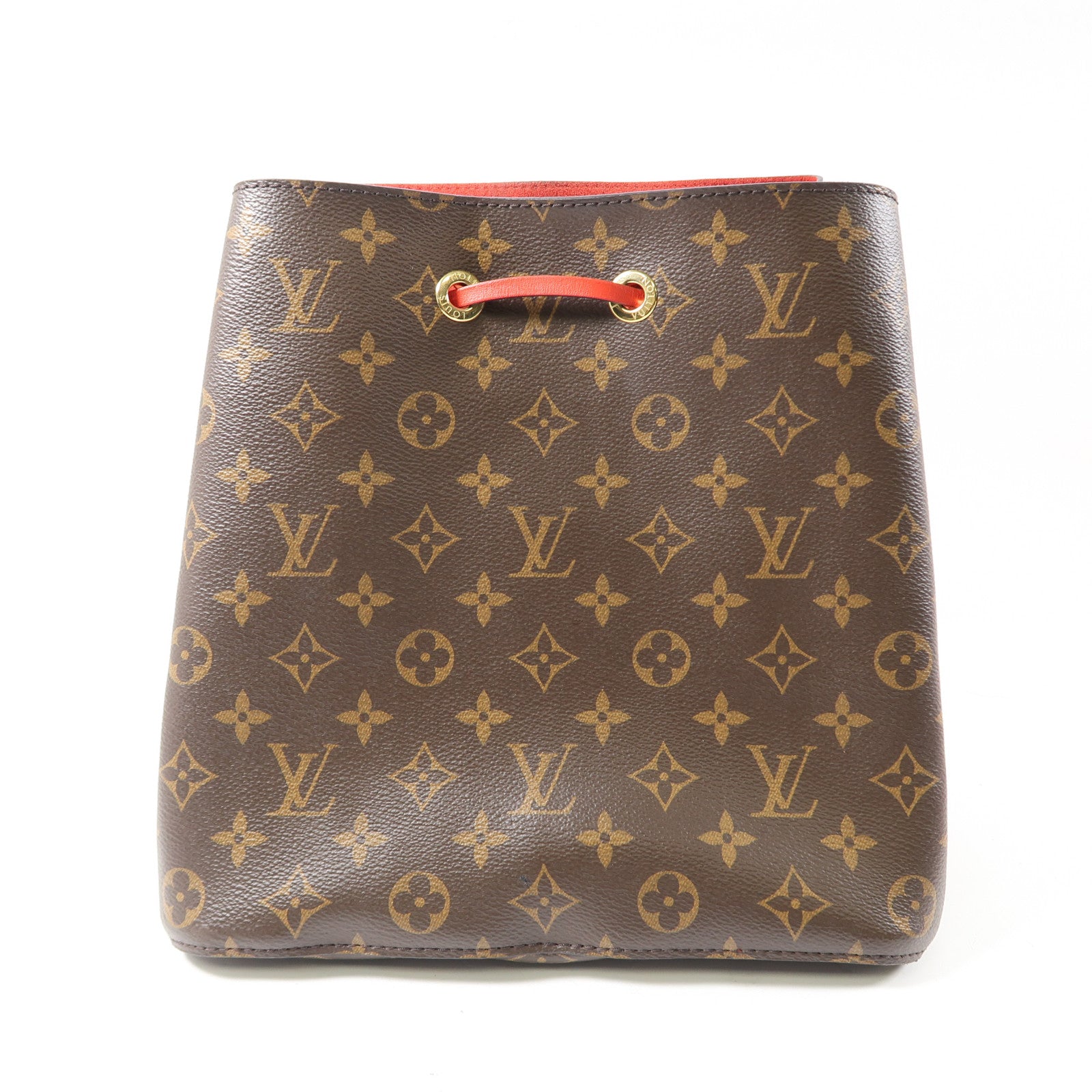 LOUIS VUITTON Monogram Neo Noe金扣肩背袋啡色/紅色