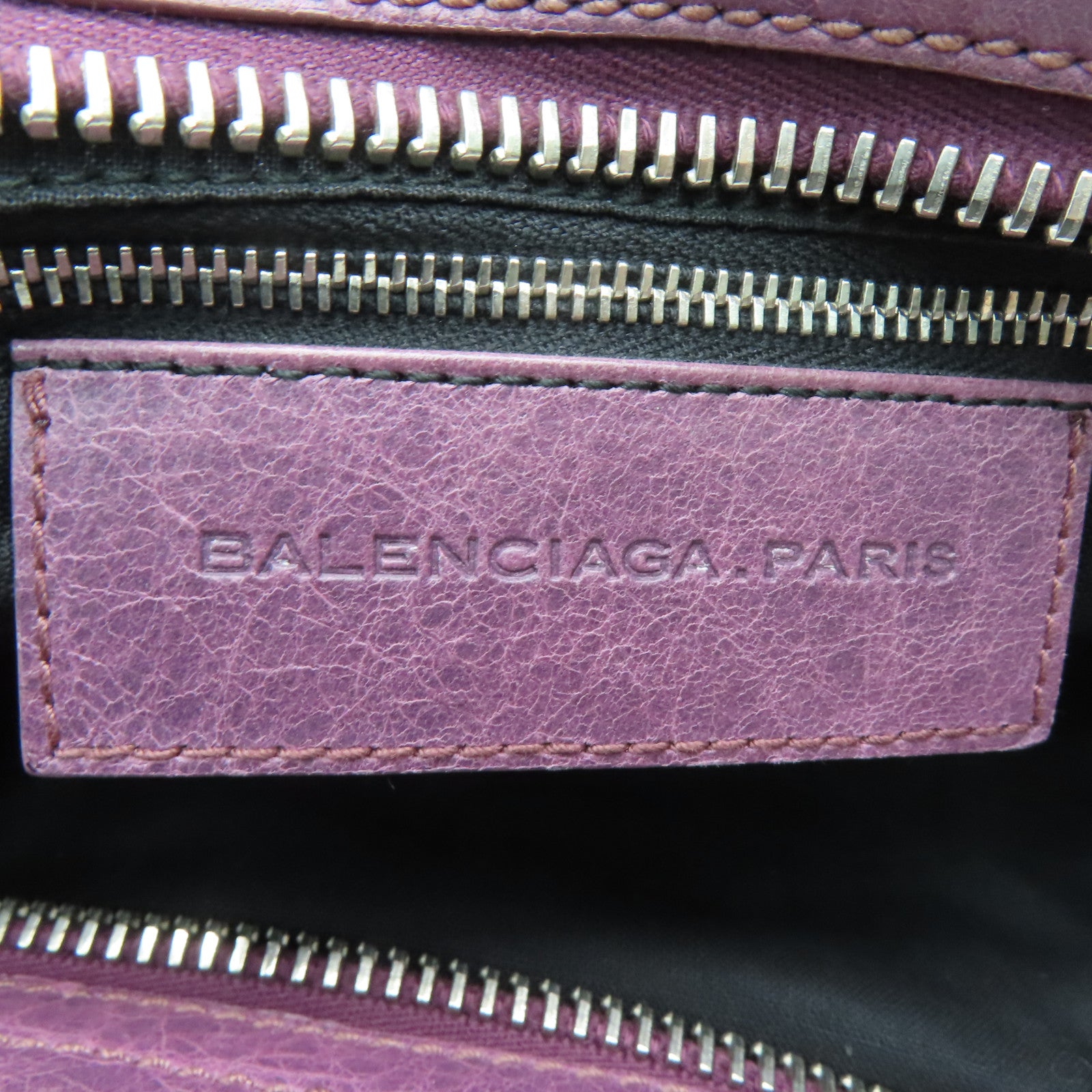 BALENCIAGA 牛皮皮革City银扣手挽肩背两用袋紫色